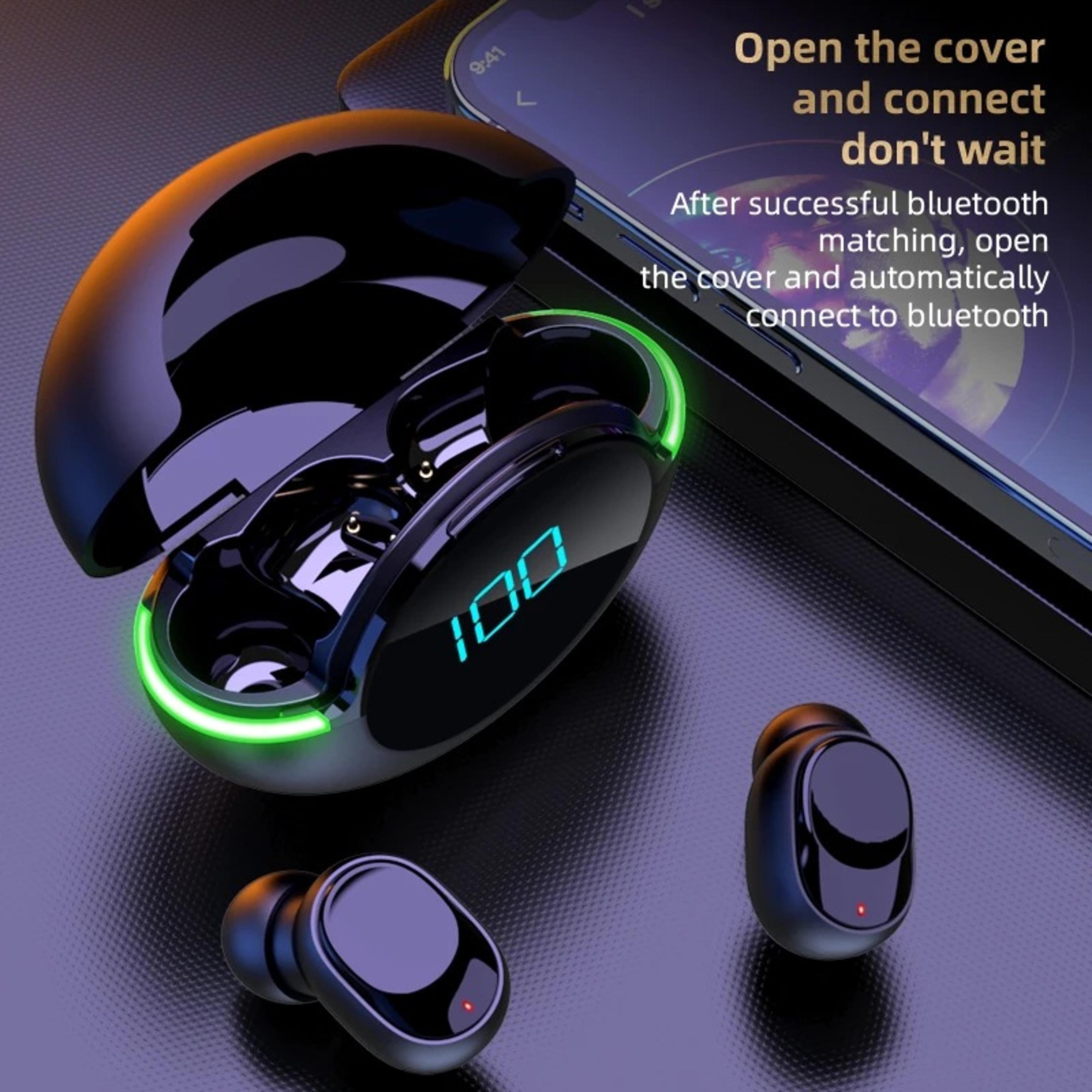 wireless bluetooth earbuds with noise reduction & led display for sports and gaming