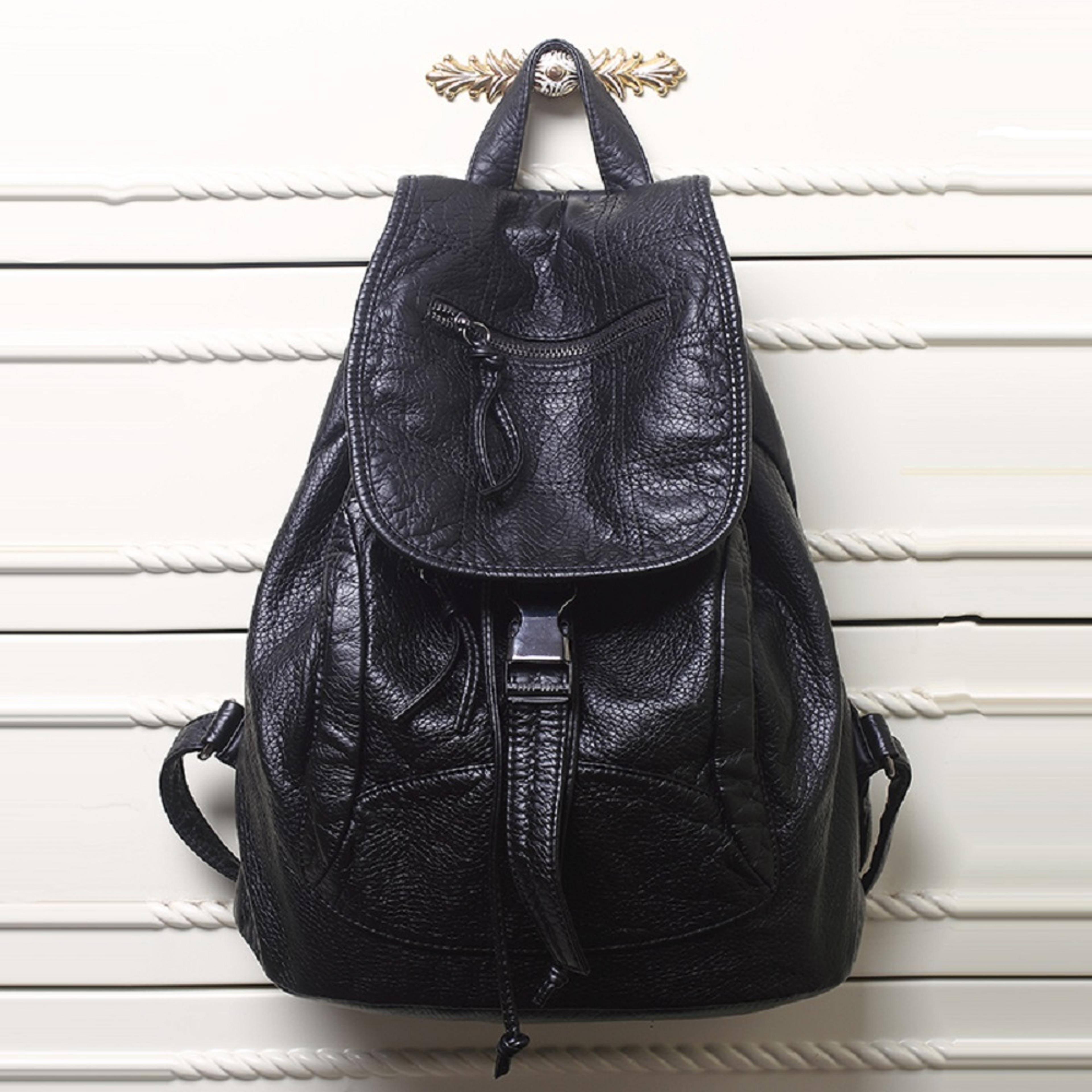 vintage pu leather backpack stylish travel laptop bag for everyday carry