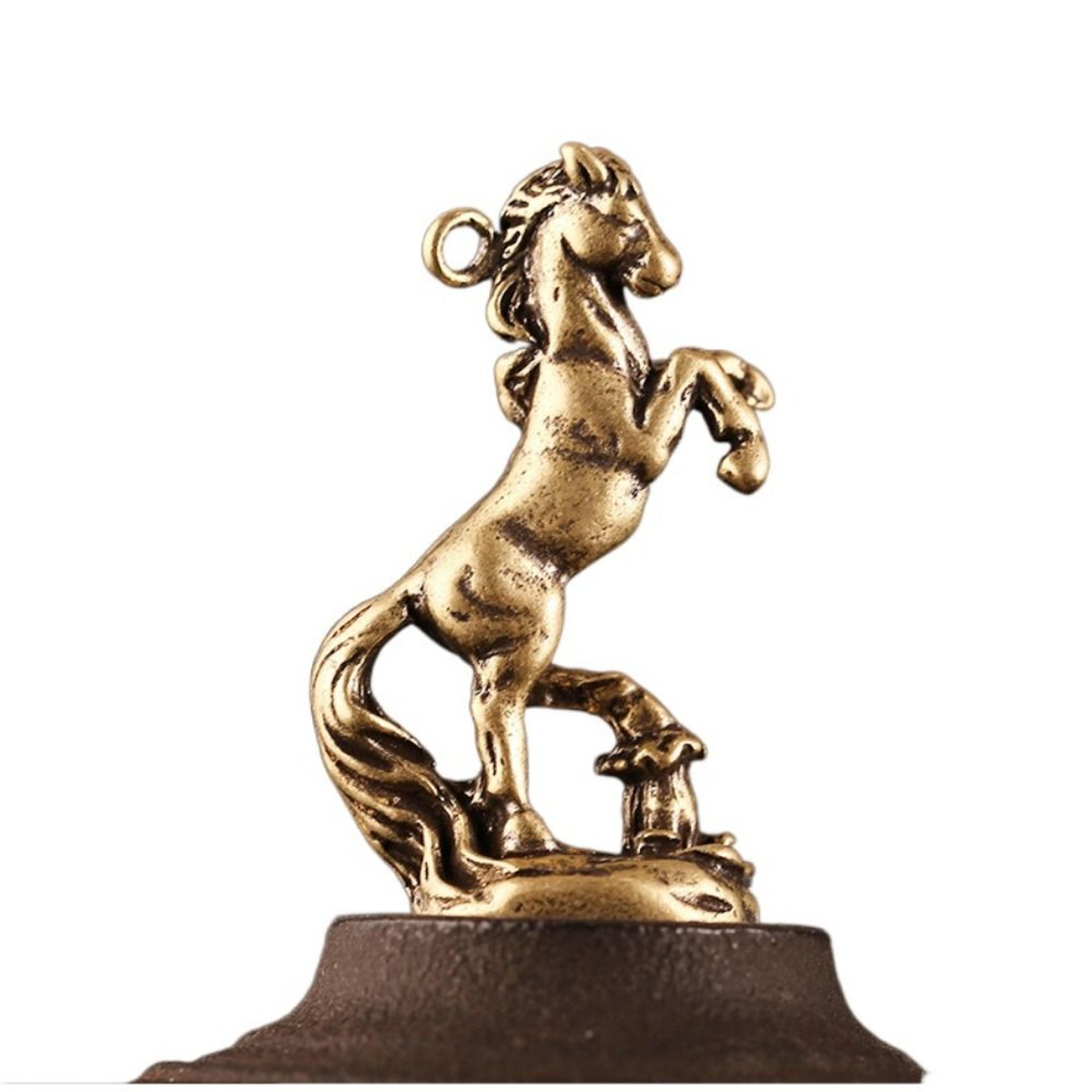 feng shui lucky horse statue brass zodiac coin figurine for wealth and desk decor