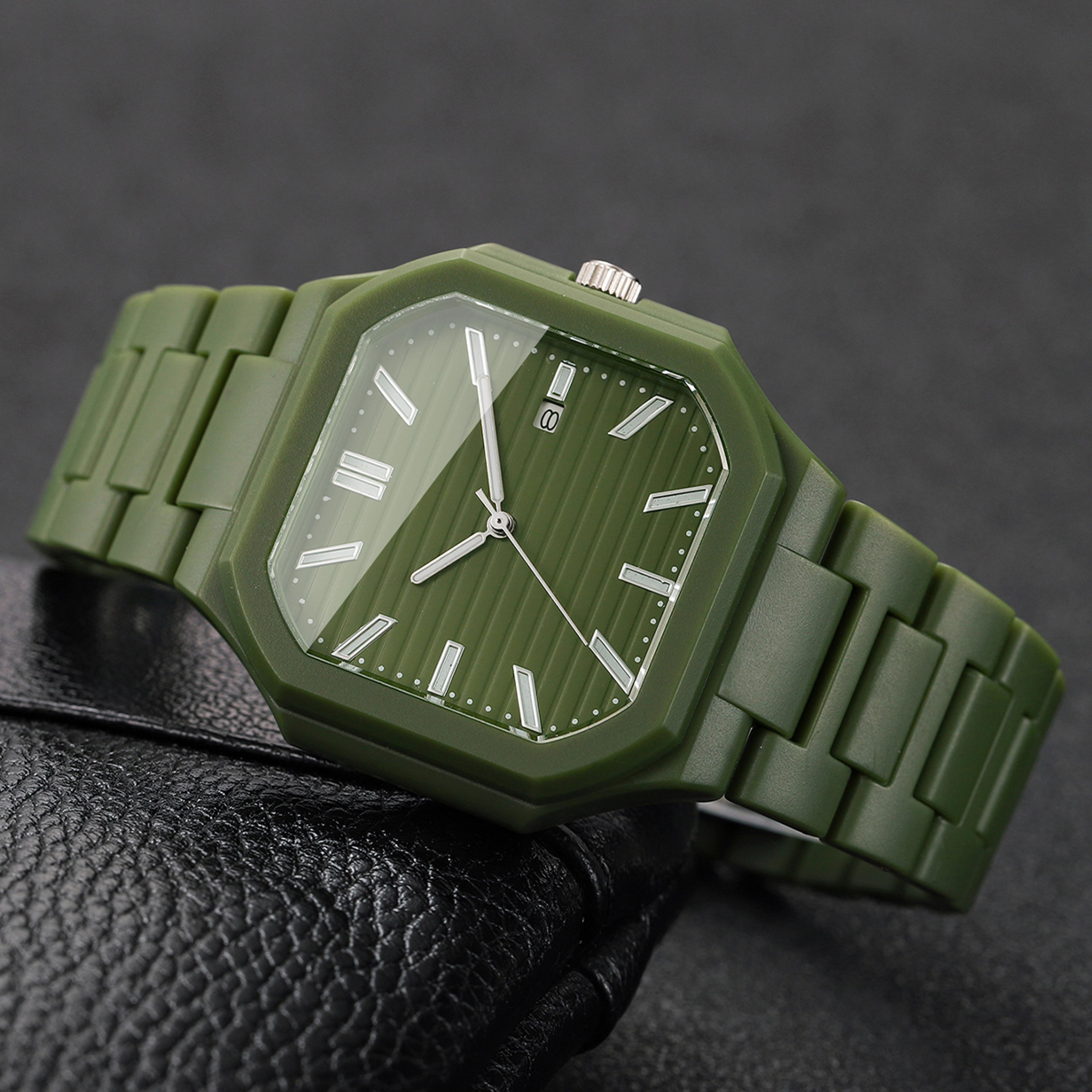 mens square dial quartz sports watch with calendar – durable casual wristwatch