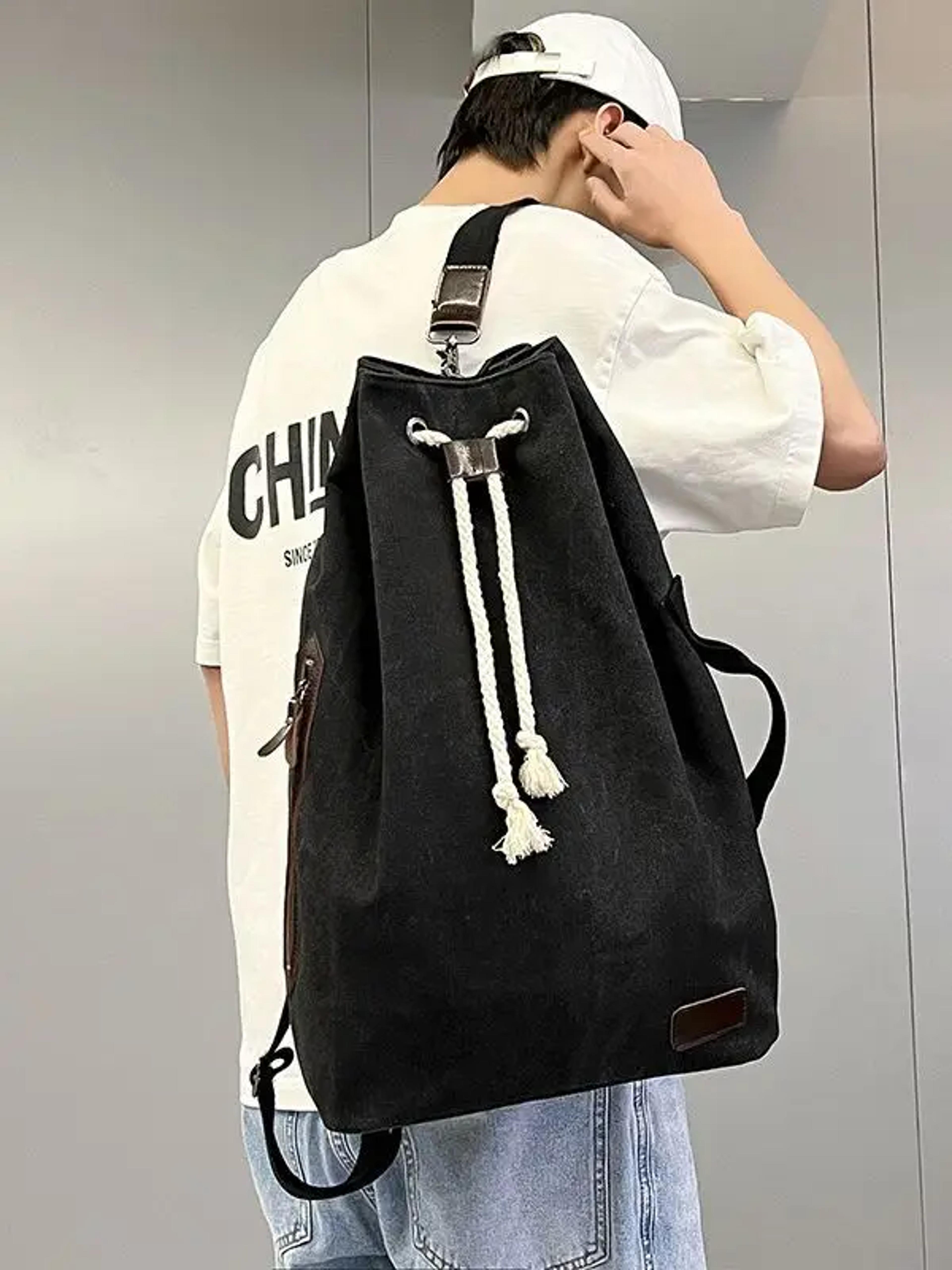 retro canvas bucket backpack gym & travel bag for men