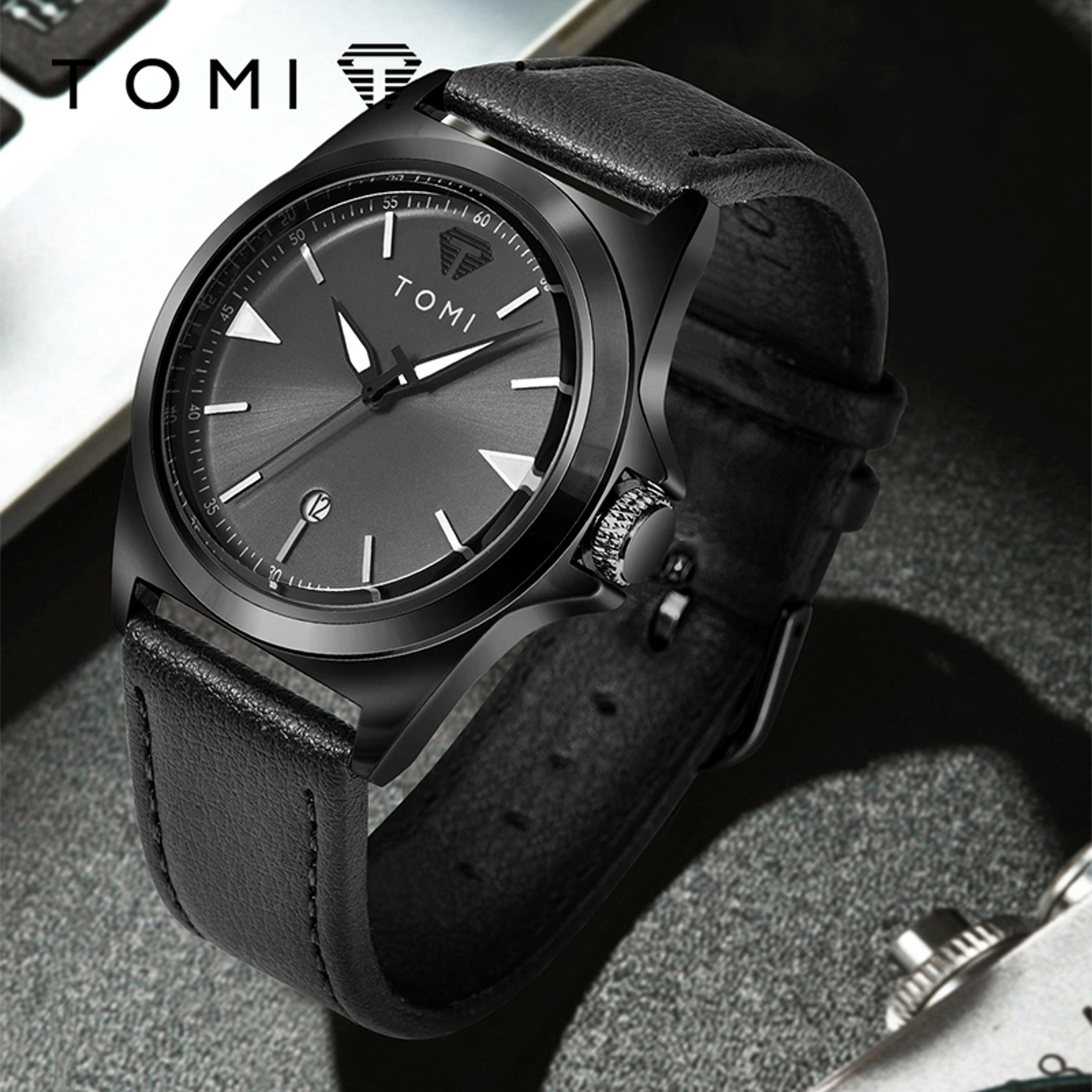 tomi minimalist quartz mens watch classic business casual watch elegant round dial