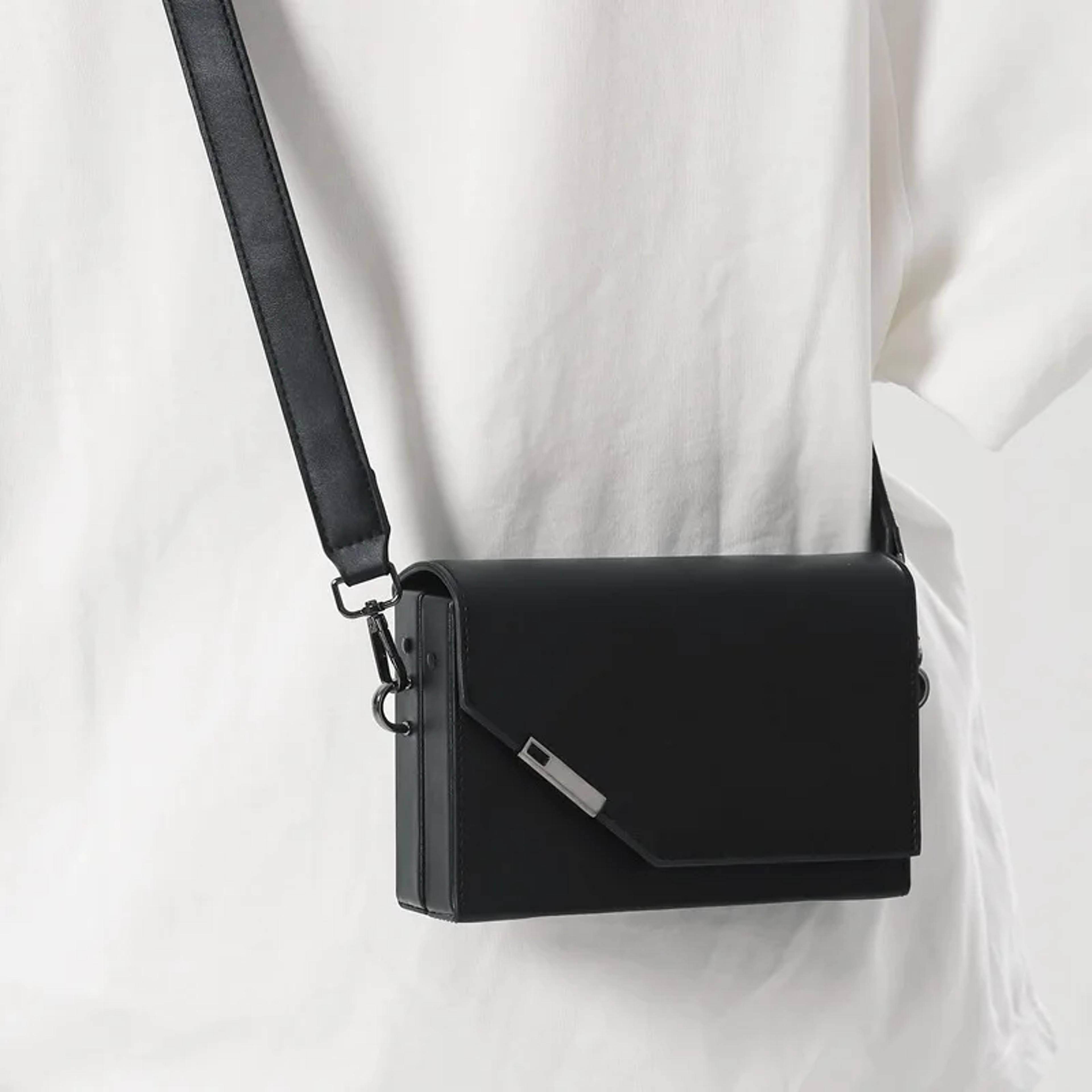 mens pu leather crossbody bag compact street style mini messenger shoulder bag
