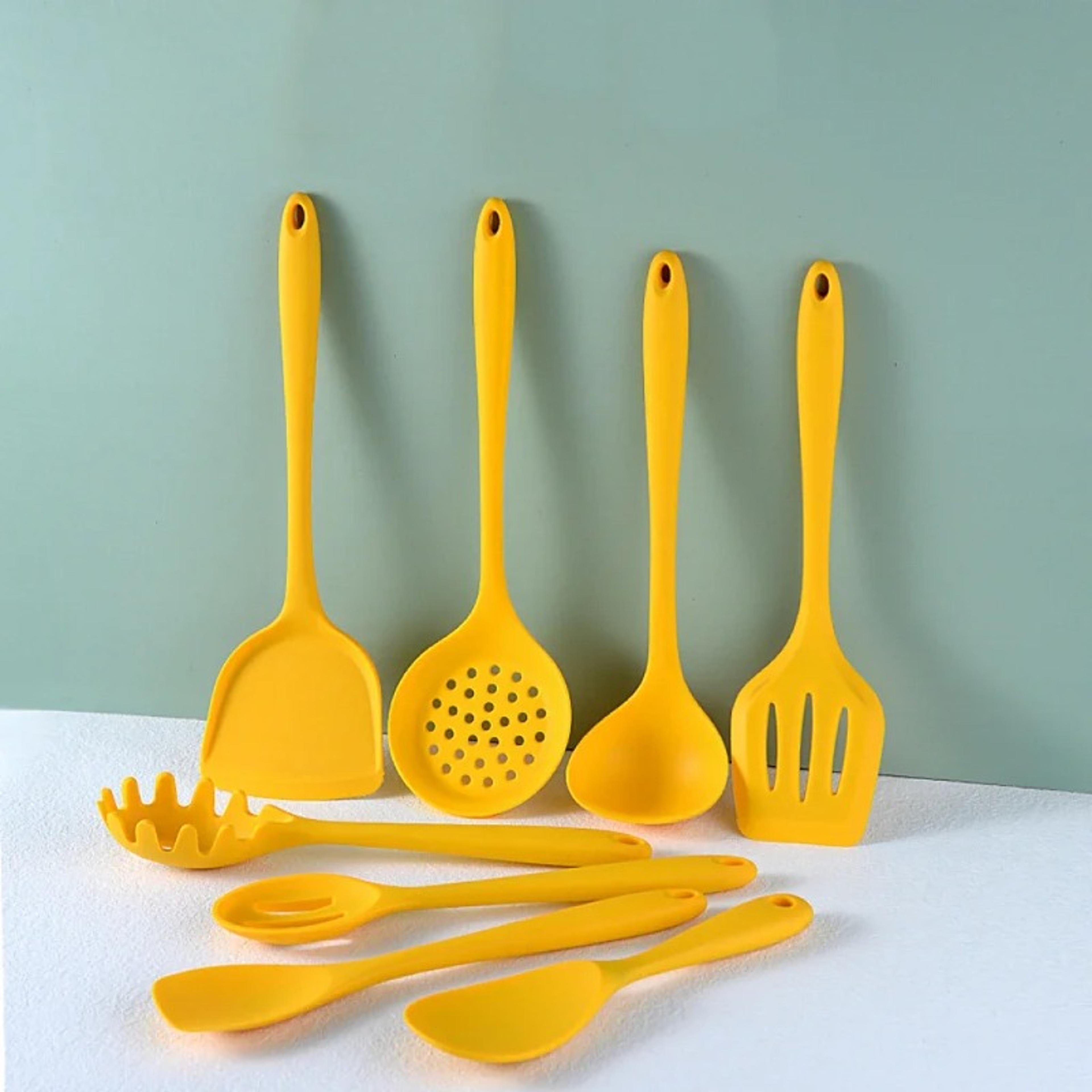 heat resistant silicone kitchen utensil set non stick cooking tools with ergonomic grip