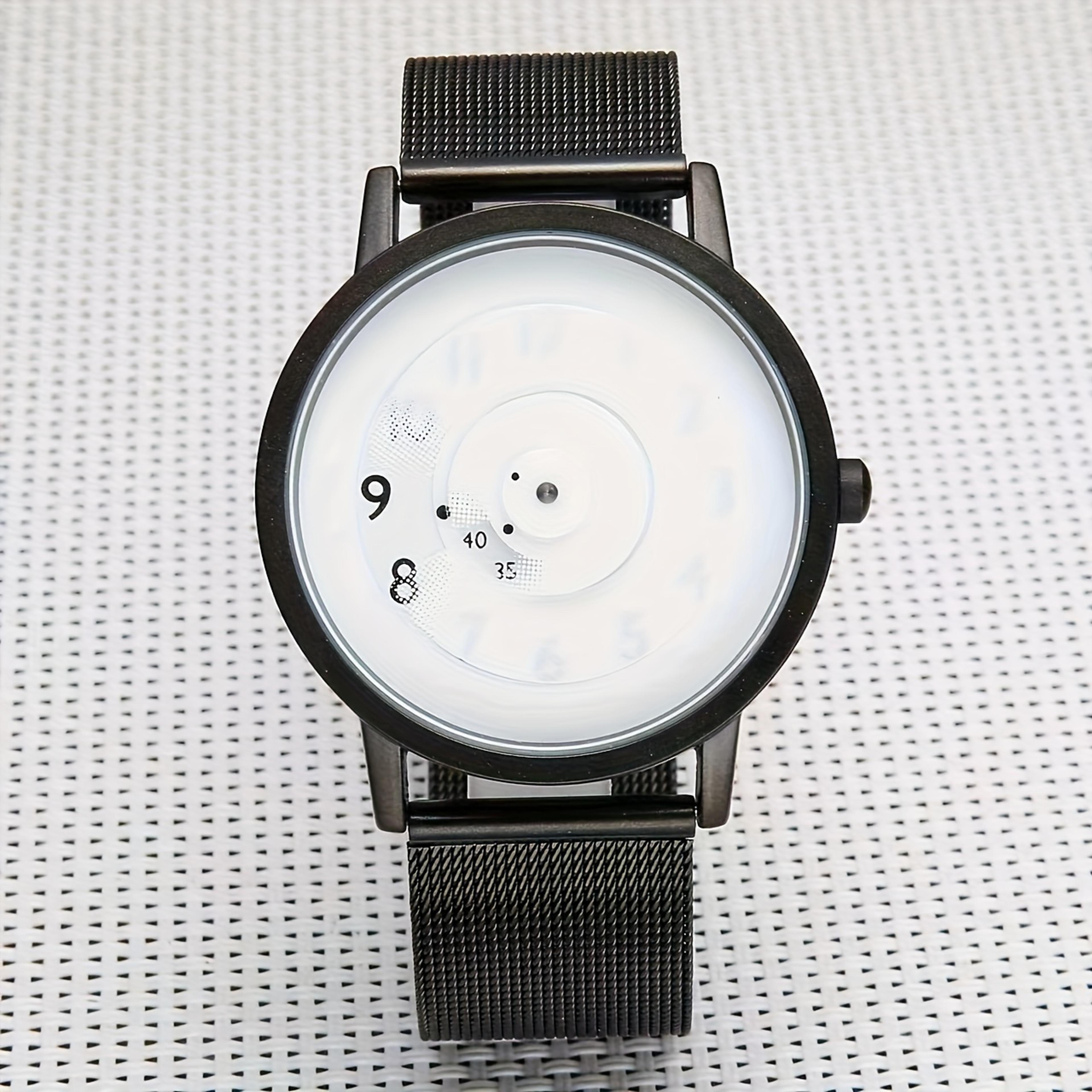 novaedge minimalist watch with stainless steel band and futuristic pointerless design