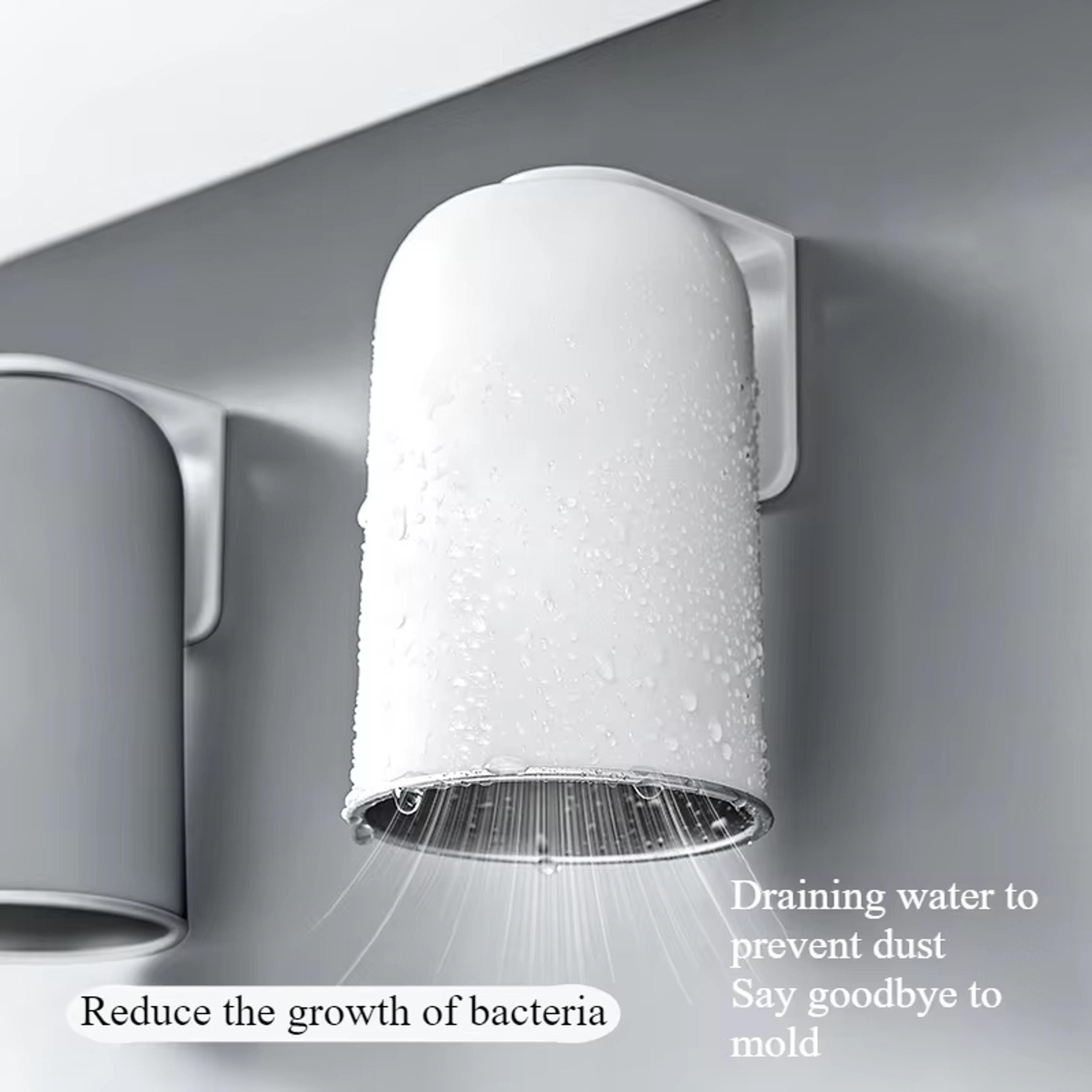 magnetic stainless steel toothbrush cup holder set for modern bathroom organization
