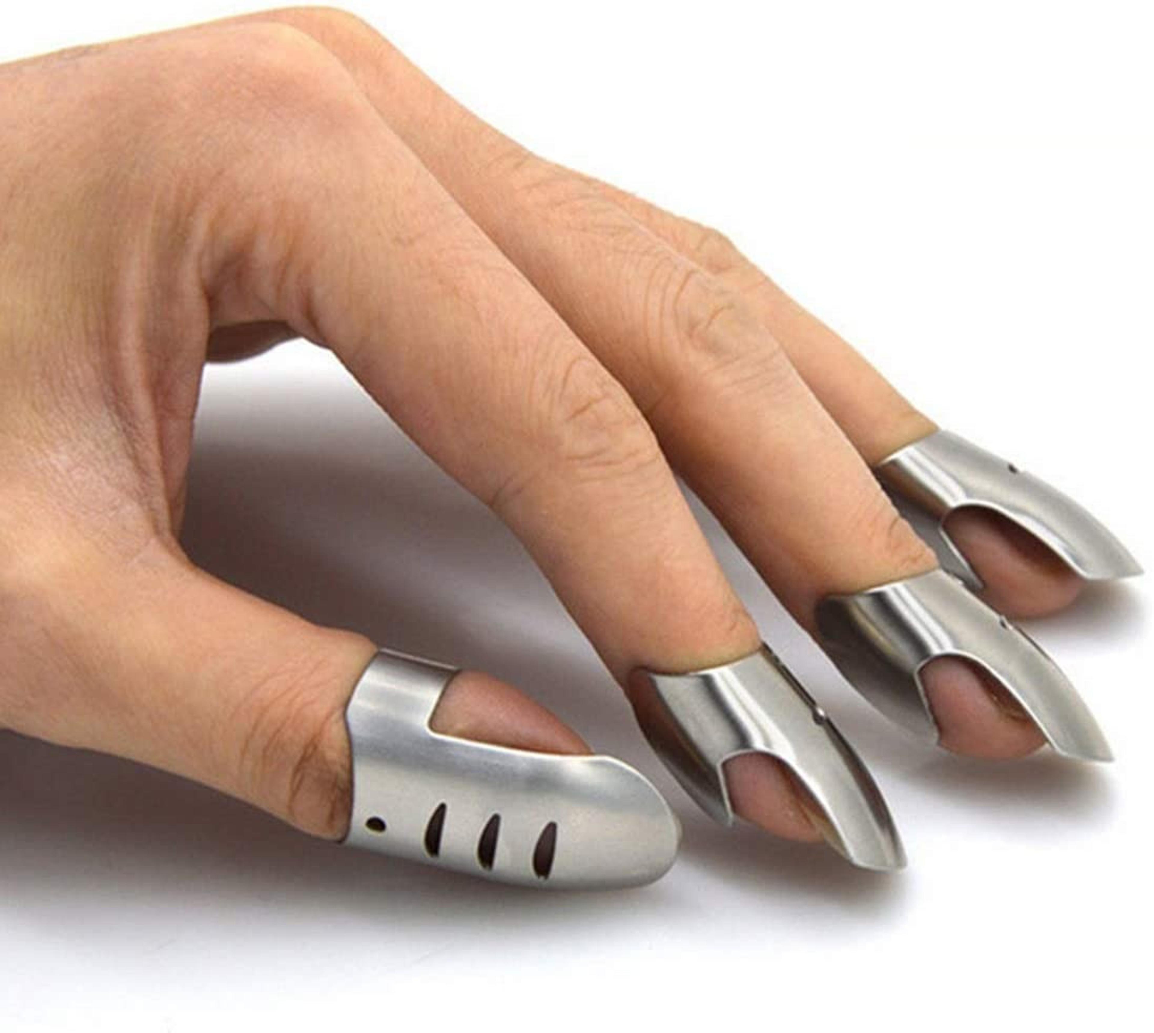 safeslice stainless steel finger guard set for kitchen cutting and chopping