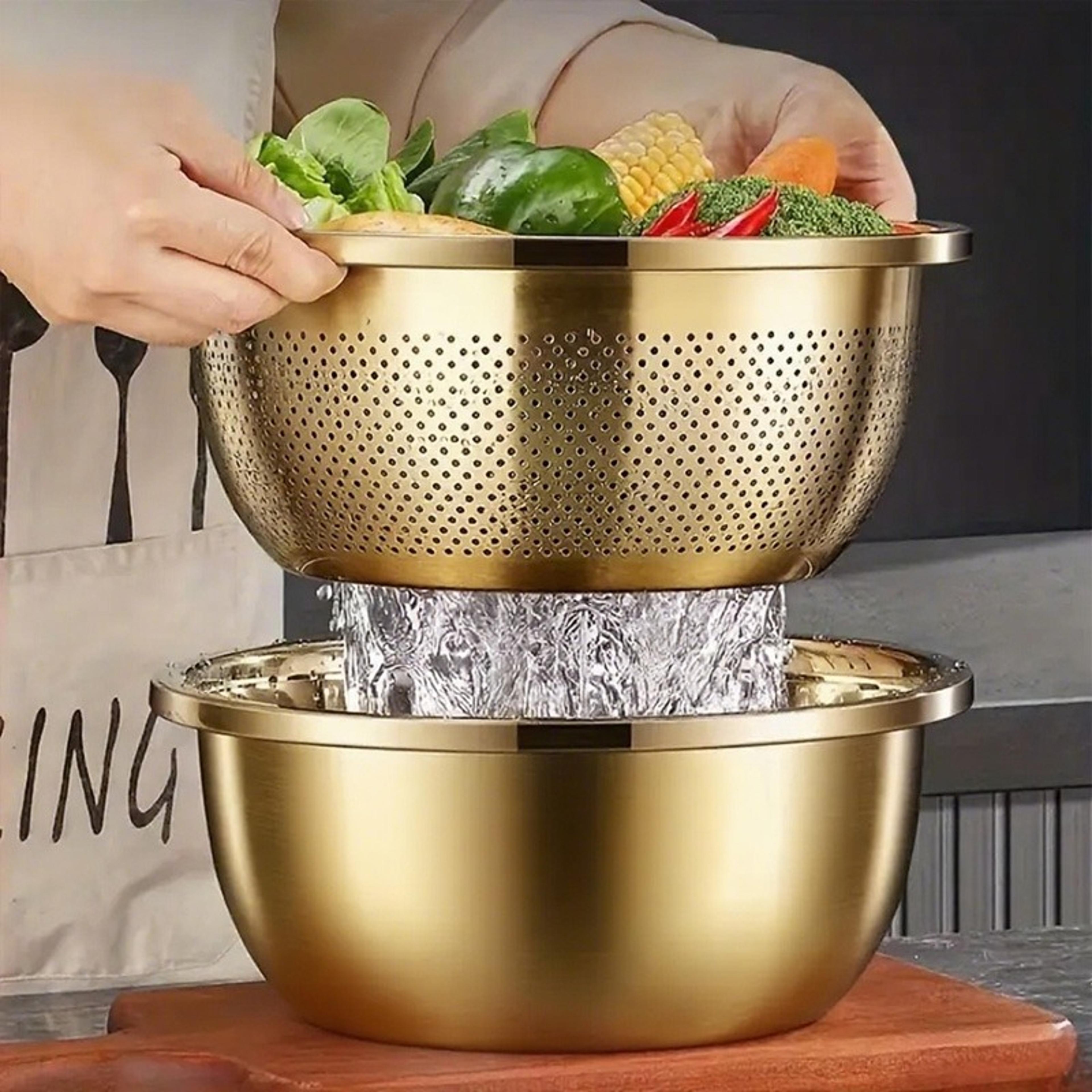 kitchenpro stainless steel steamer basket & pasta strainer set for rice, veggies & everyday cooking