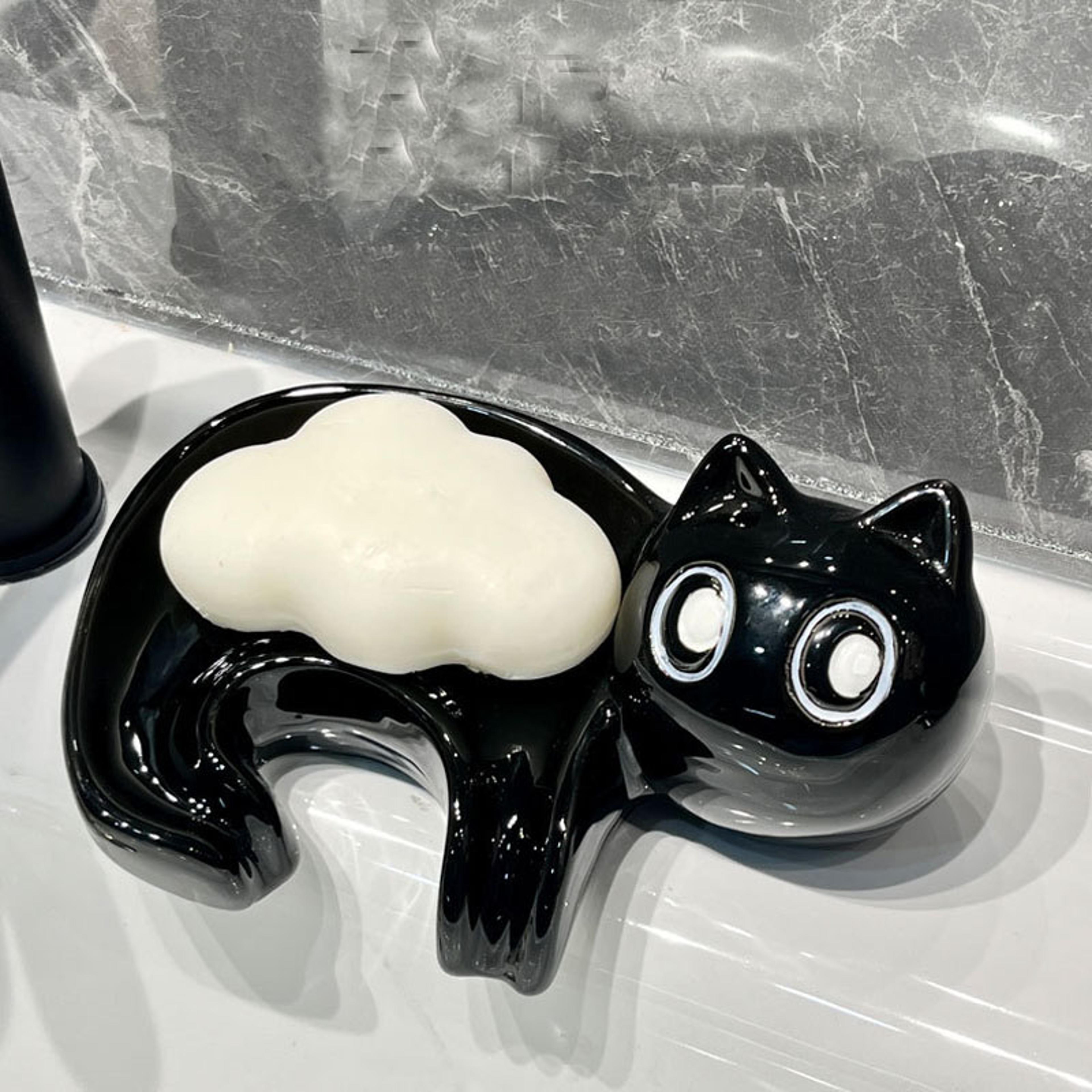 catflow ceramic soap holder dish for bathroom sink & shower