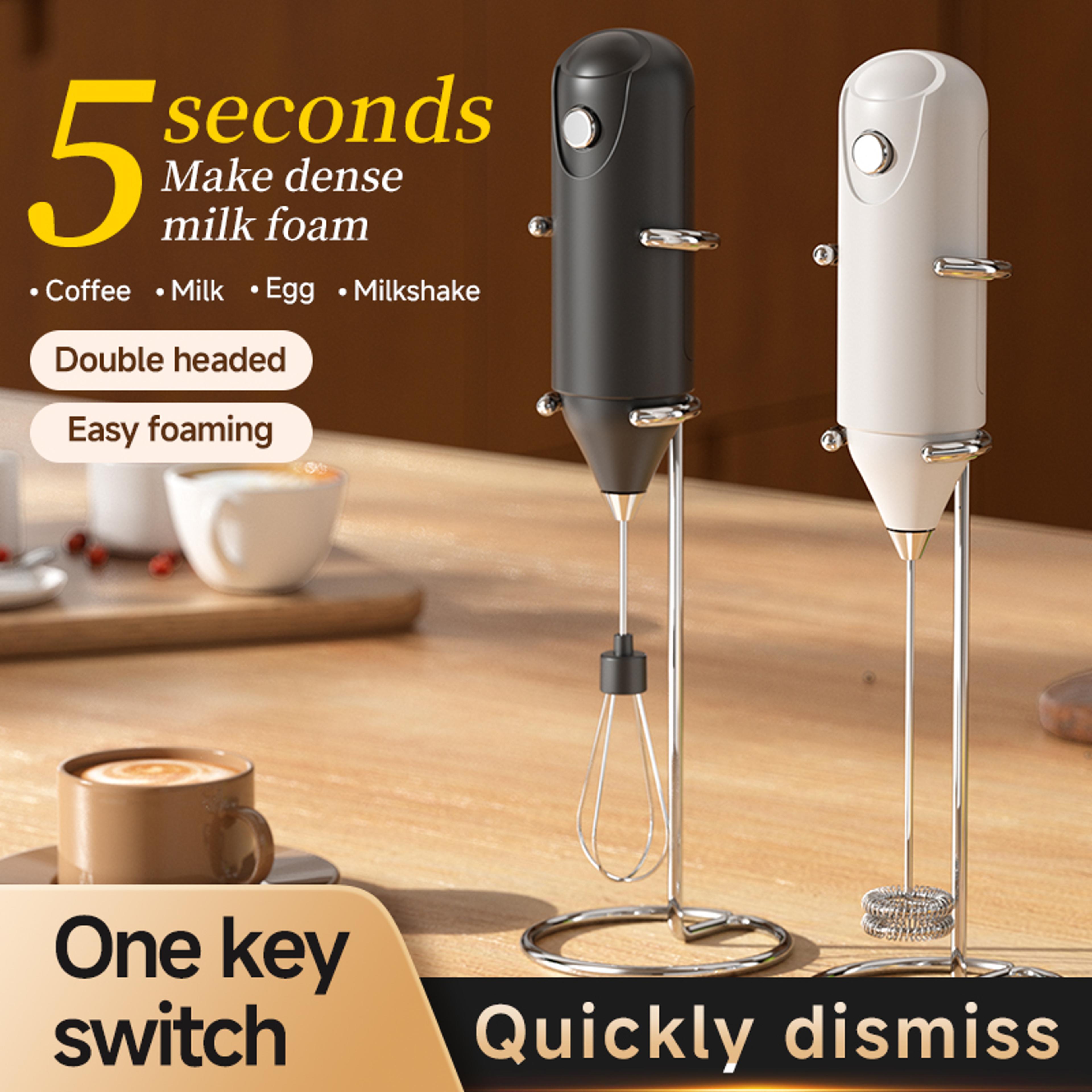portable electric milk frother and egg beater for coffee, baking, and cream mixing