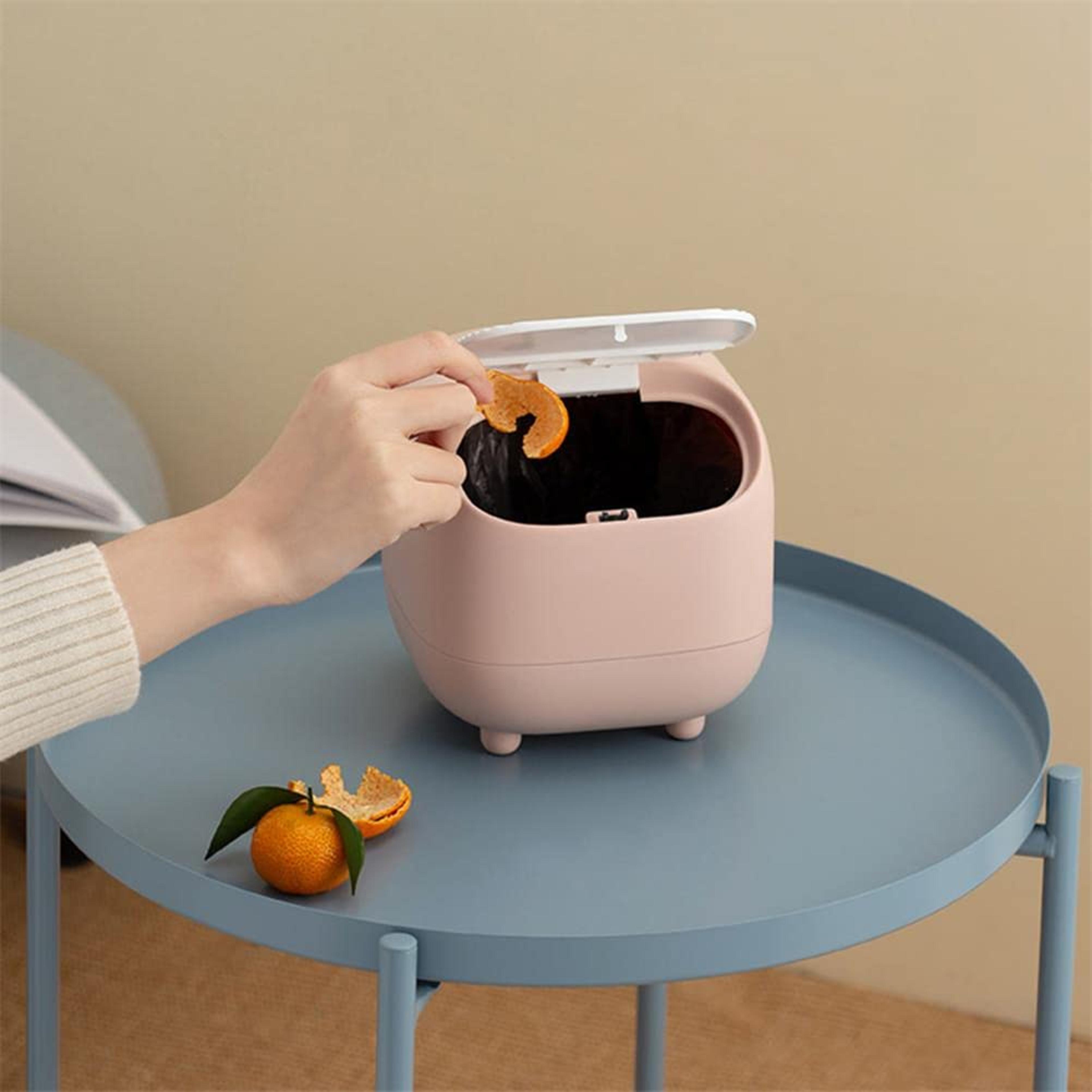 ninja mini desktop trash can with lid for office, vanity & coffee table