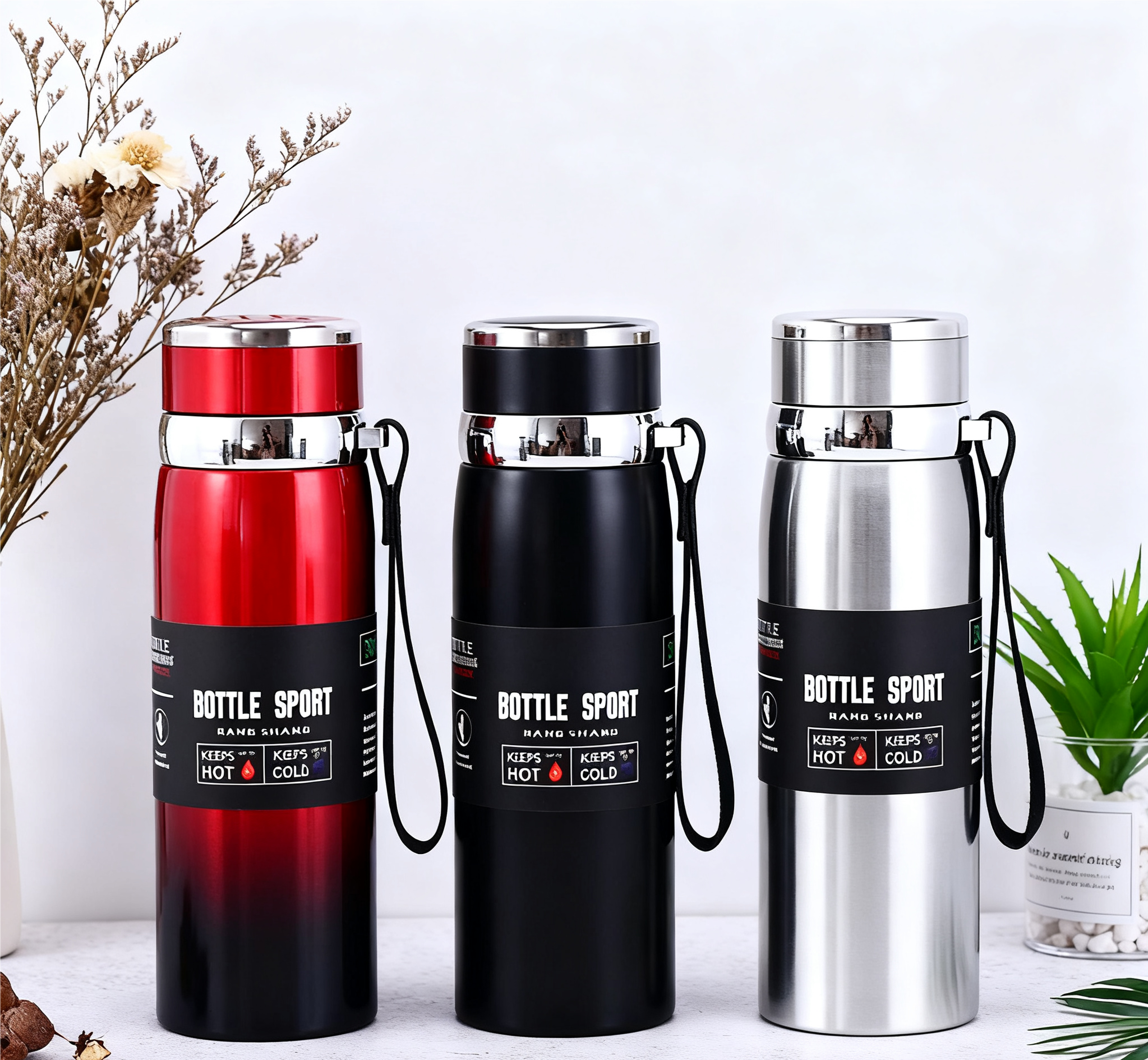 arcticgrip insulated water bottle stainless steel vacuum flask with handle