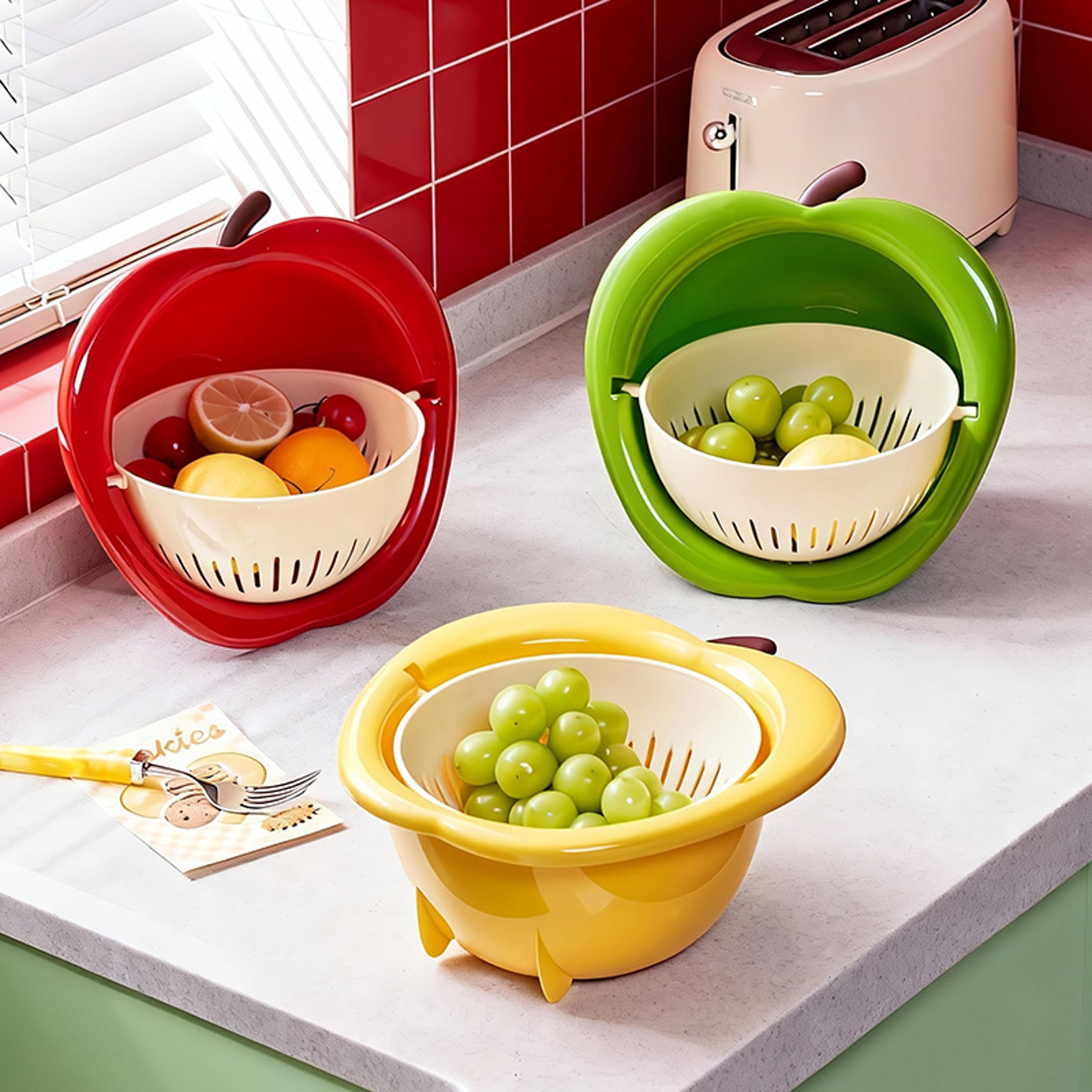 applefresh fruit washing basket with detachable drain colander