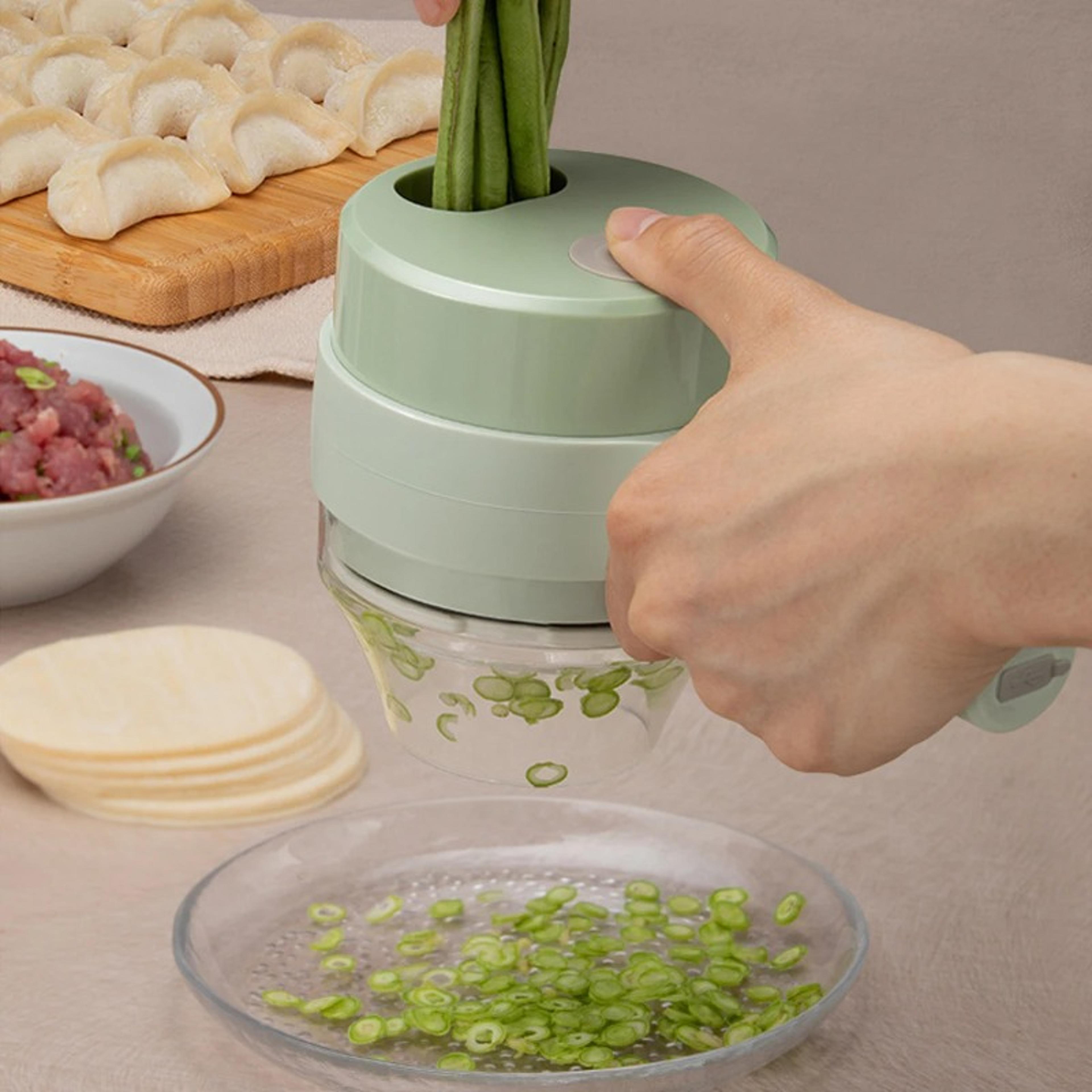 cordless electric food chopper and vegetable cutter set with garlic mincer & self-cleaning design