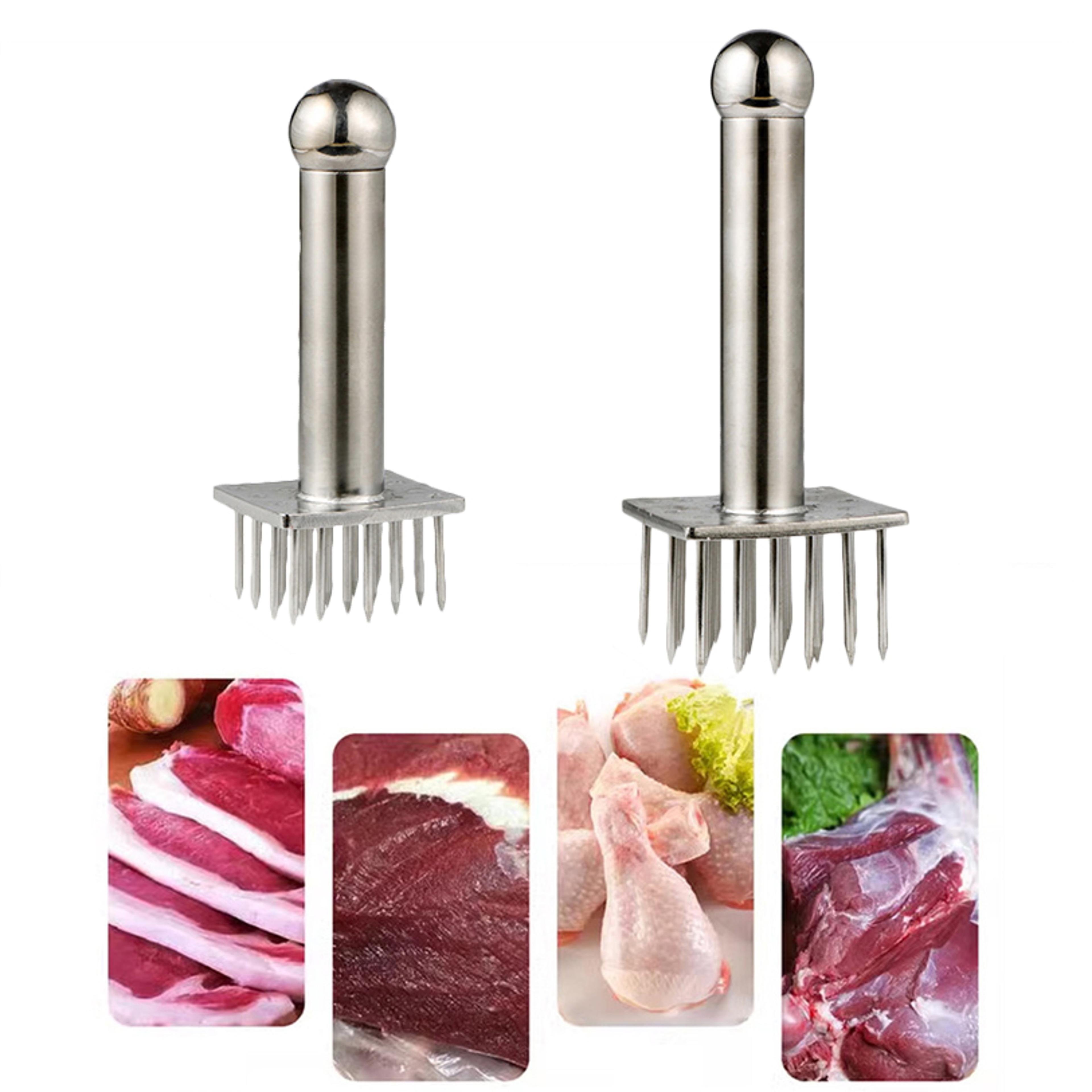 pro stainless steel meat tenderizer needle tool for juicy steaks & faster marinades