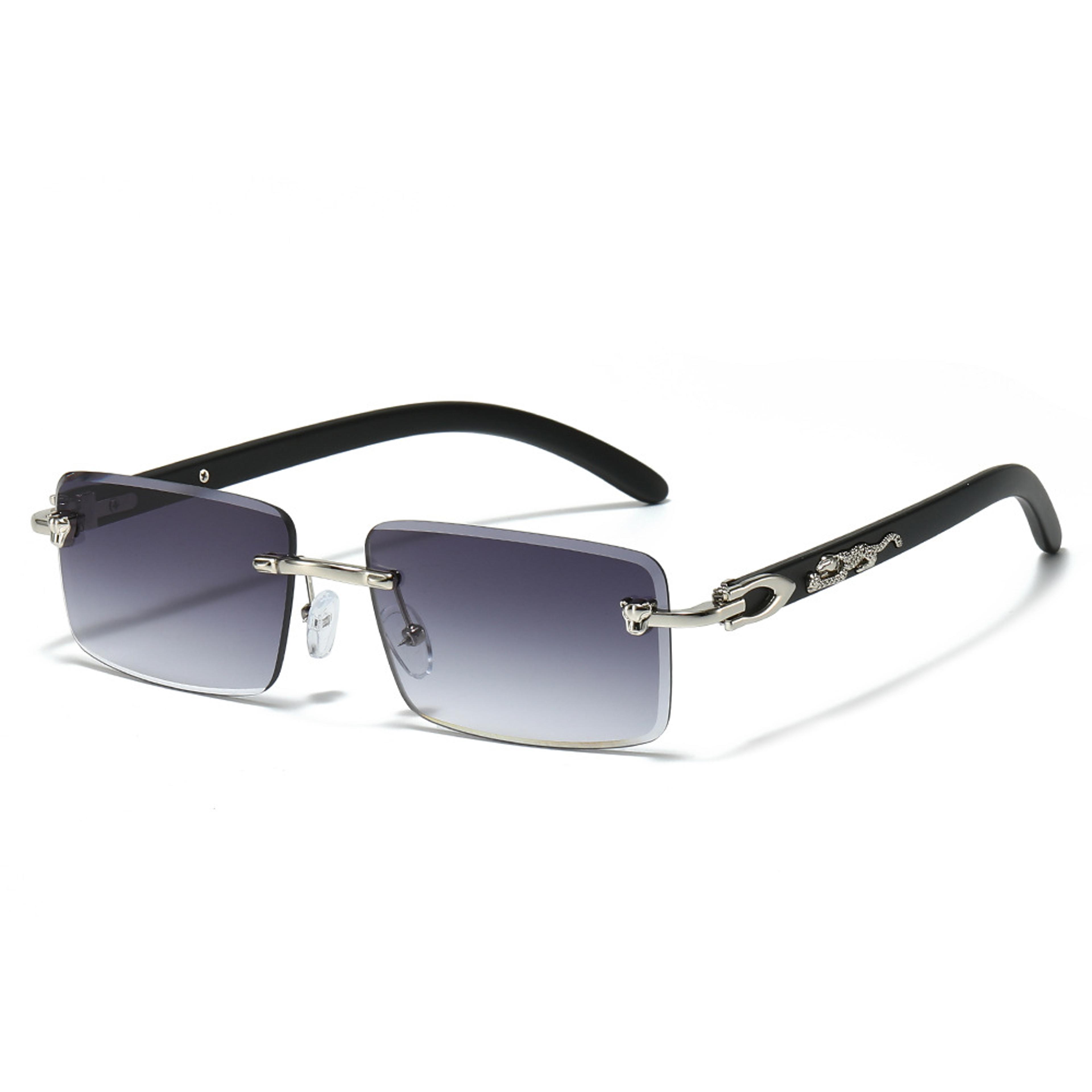 urban luxe frameless square sunglasses with leopard detail for men
