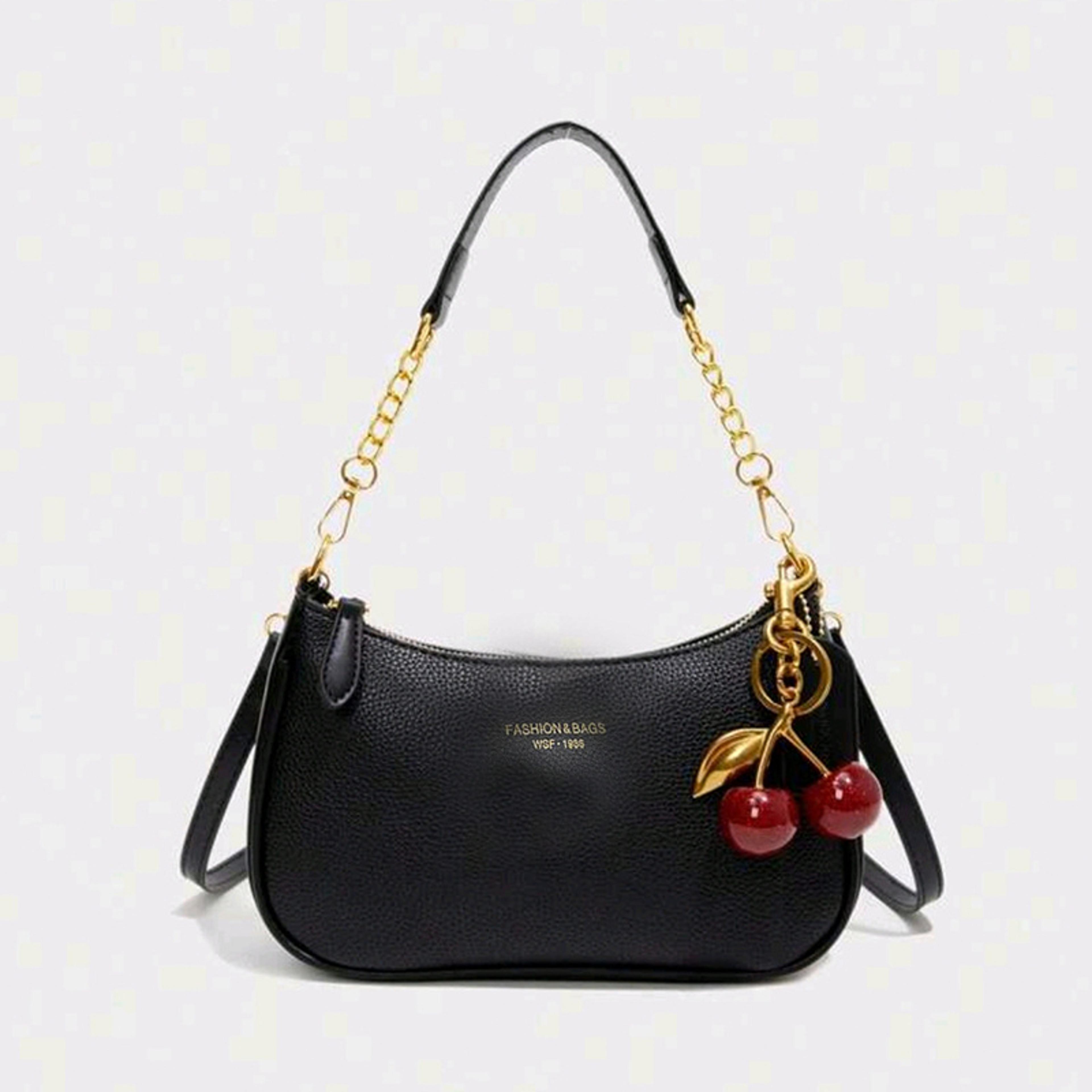 cherry charm dumpling shoulder bag for women luxury lychee texture underarm purse