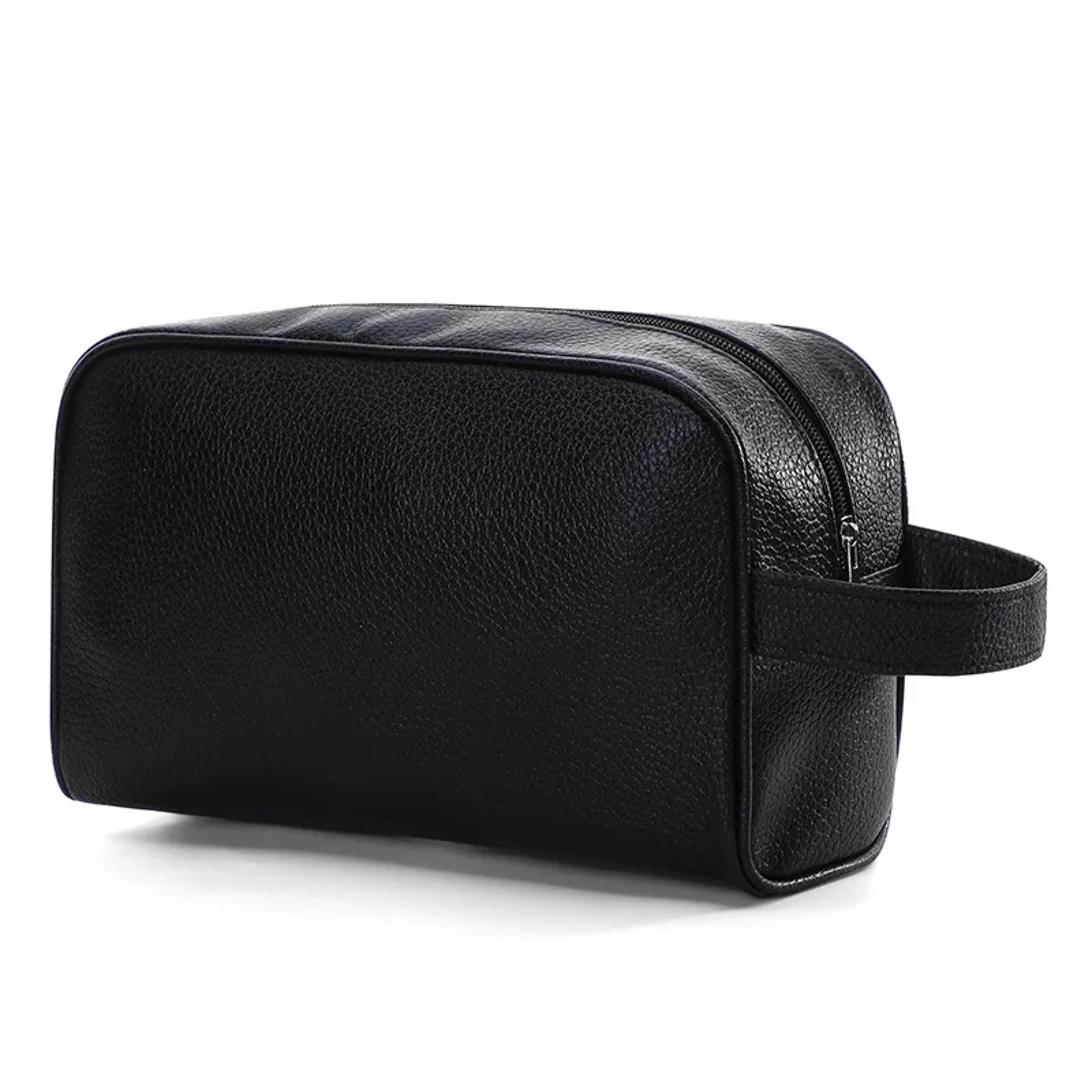 voyager pu leather travel cosmetic bag for men and women with zipper organizer