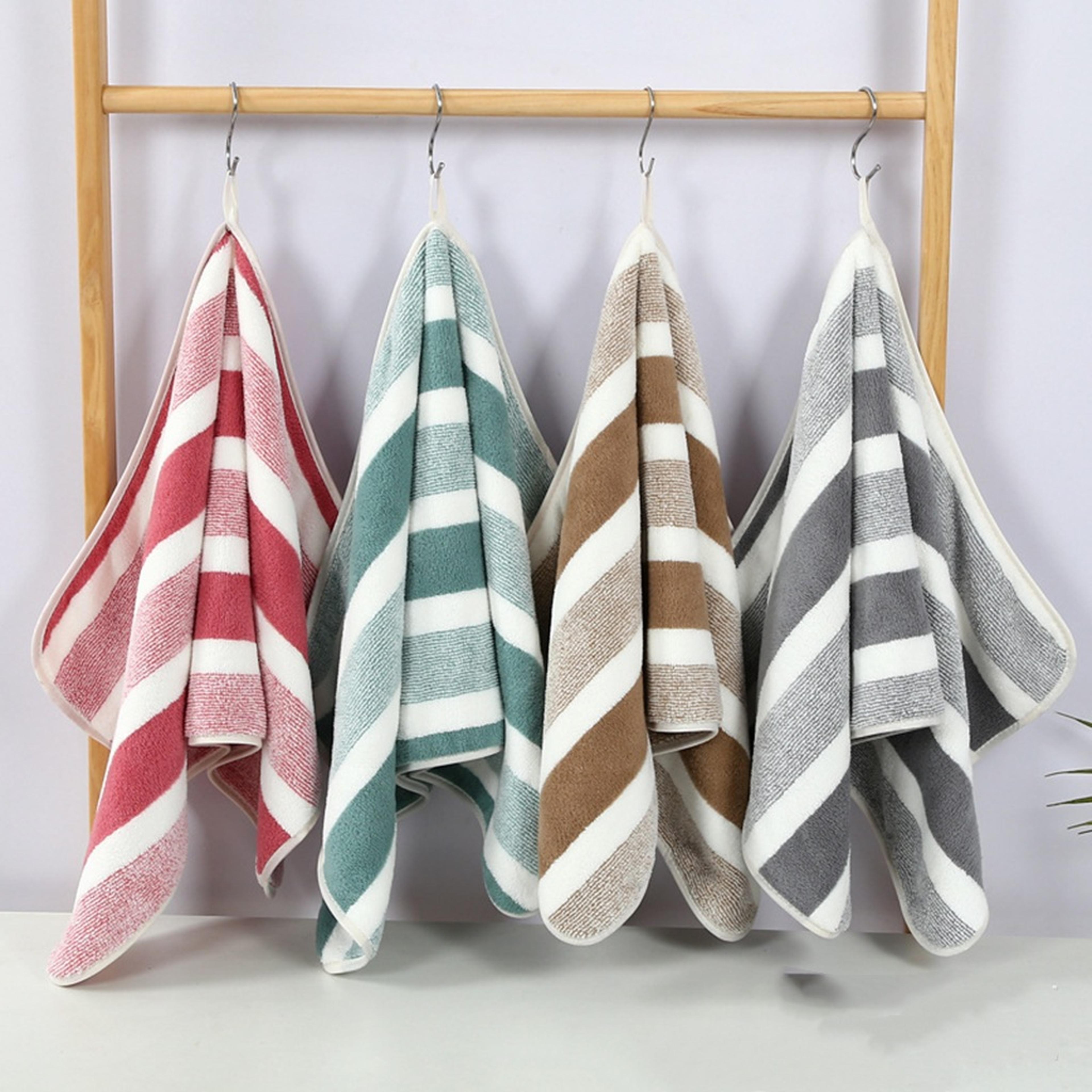 luxe stripe quick dry towel soft absorbent bath and face towel for daily bathroom comfort