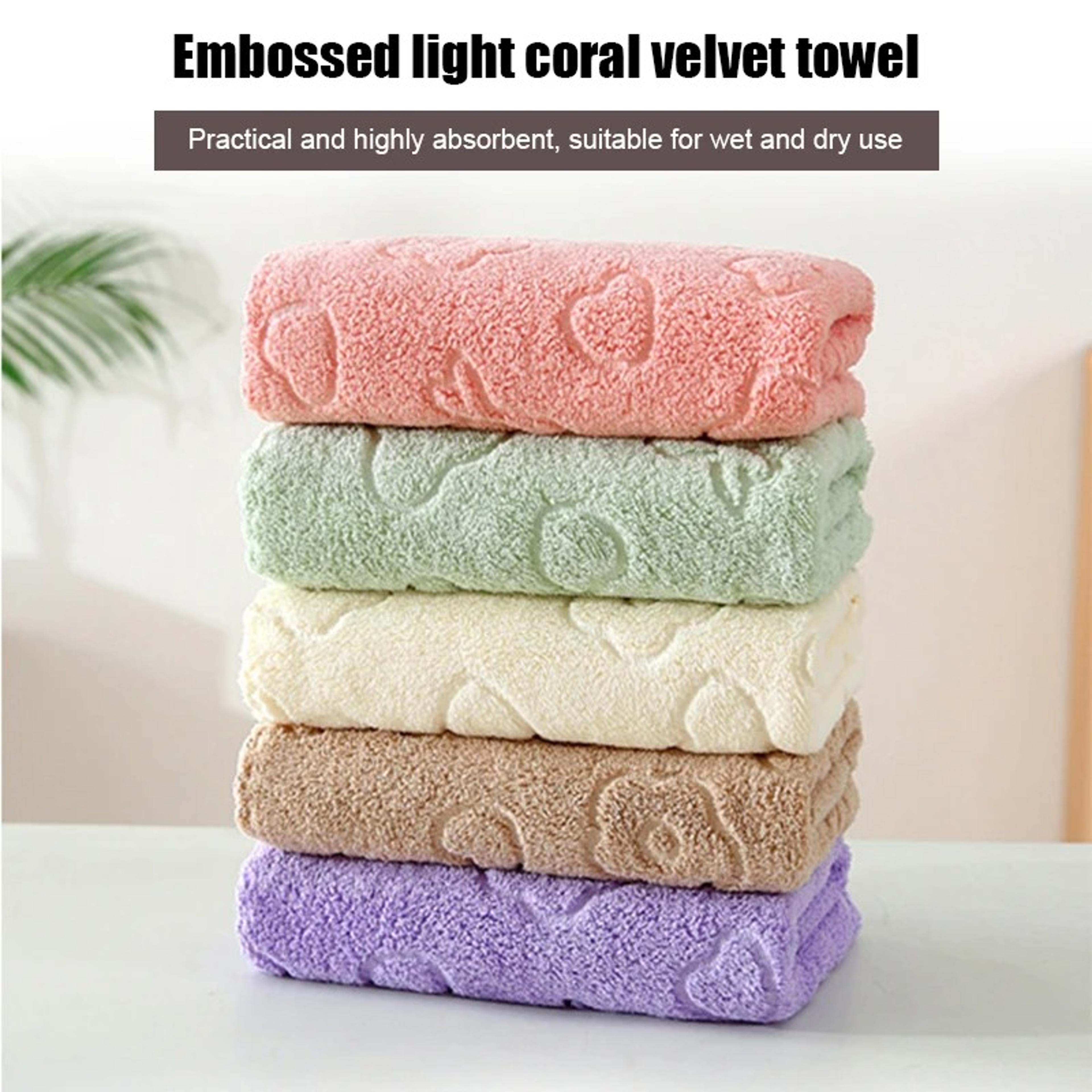 cute coral fleece face towels set – quick-drying bathroom towels for kitchen & bath