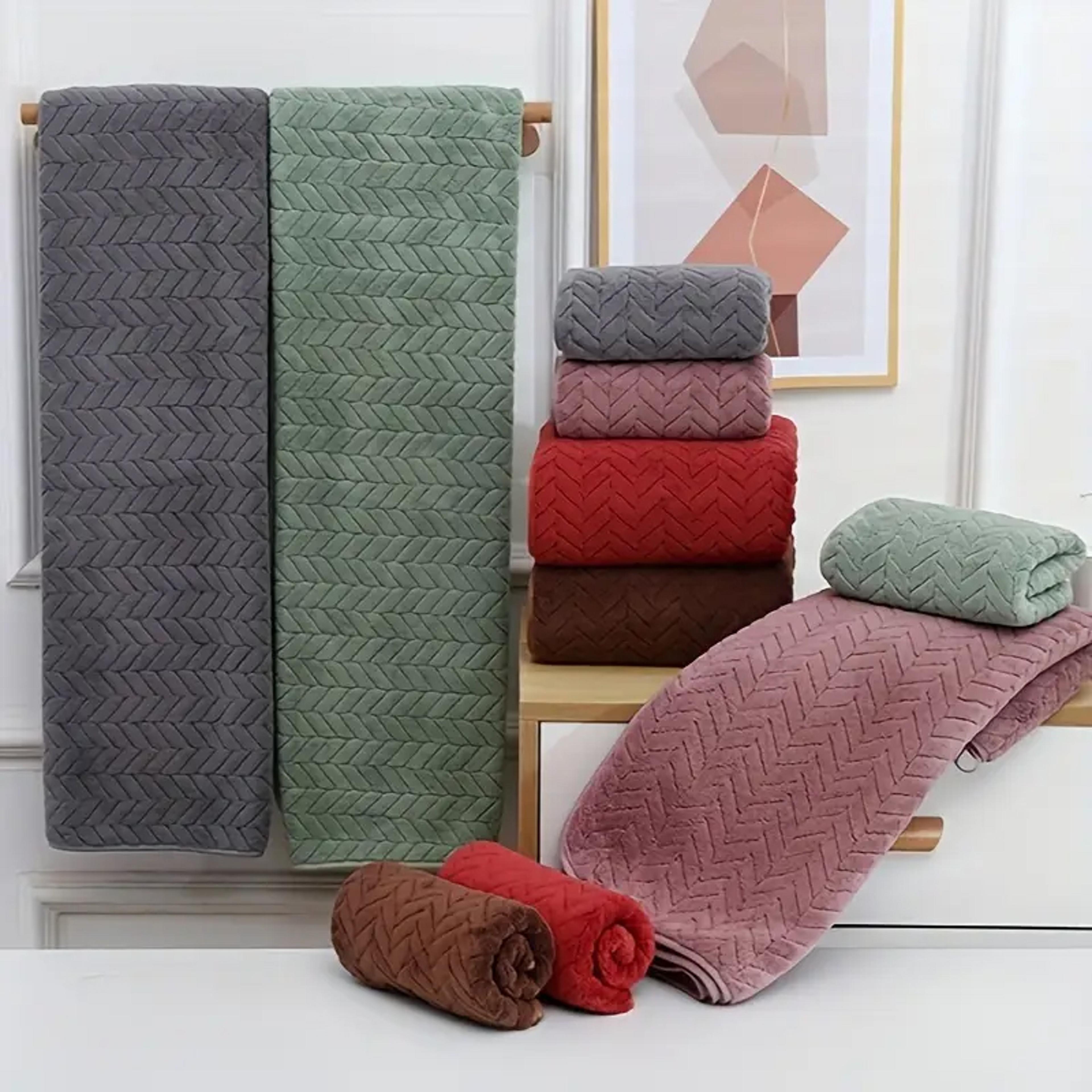 luxury coral velvet bath towel set – soft absorbent bath towels for home, gym & beach