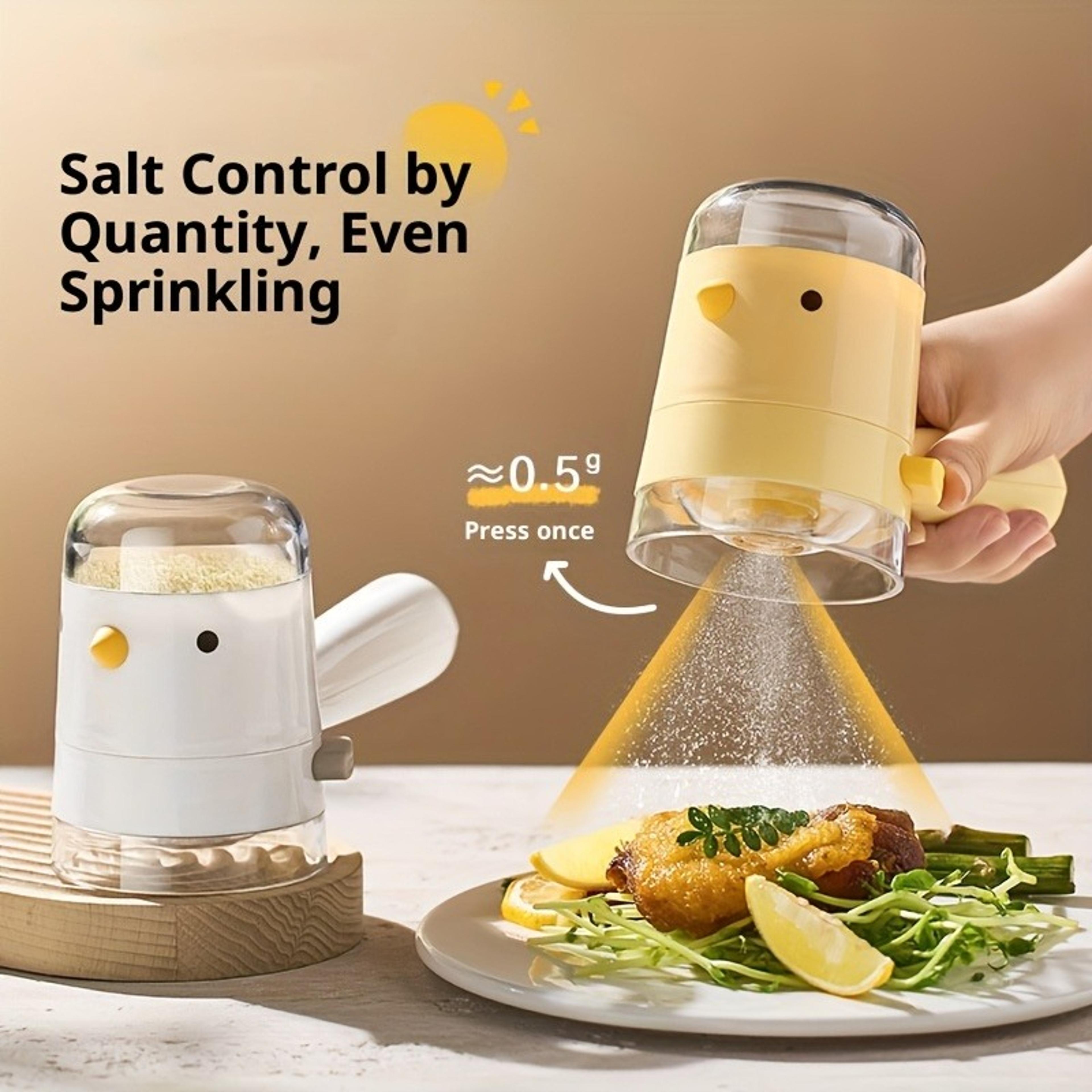 chick press salt dispenser bottle for precise kitchen seasoning control