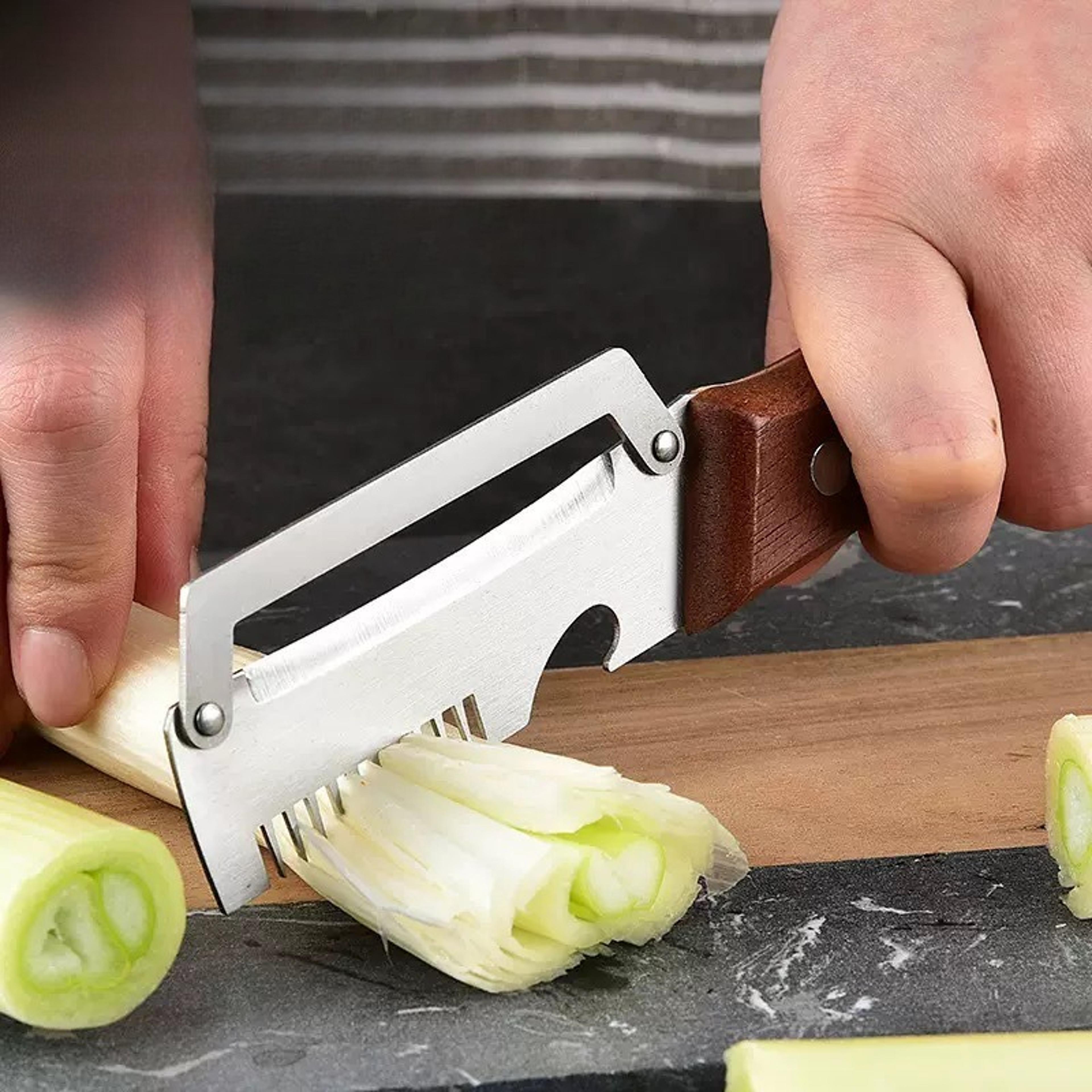 stainless steel multifunction kitchen peeler & scallion slicer for fruits, vegetables and sugarcane