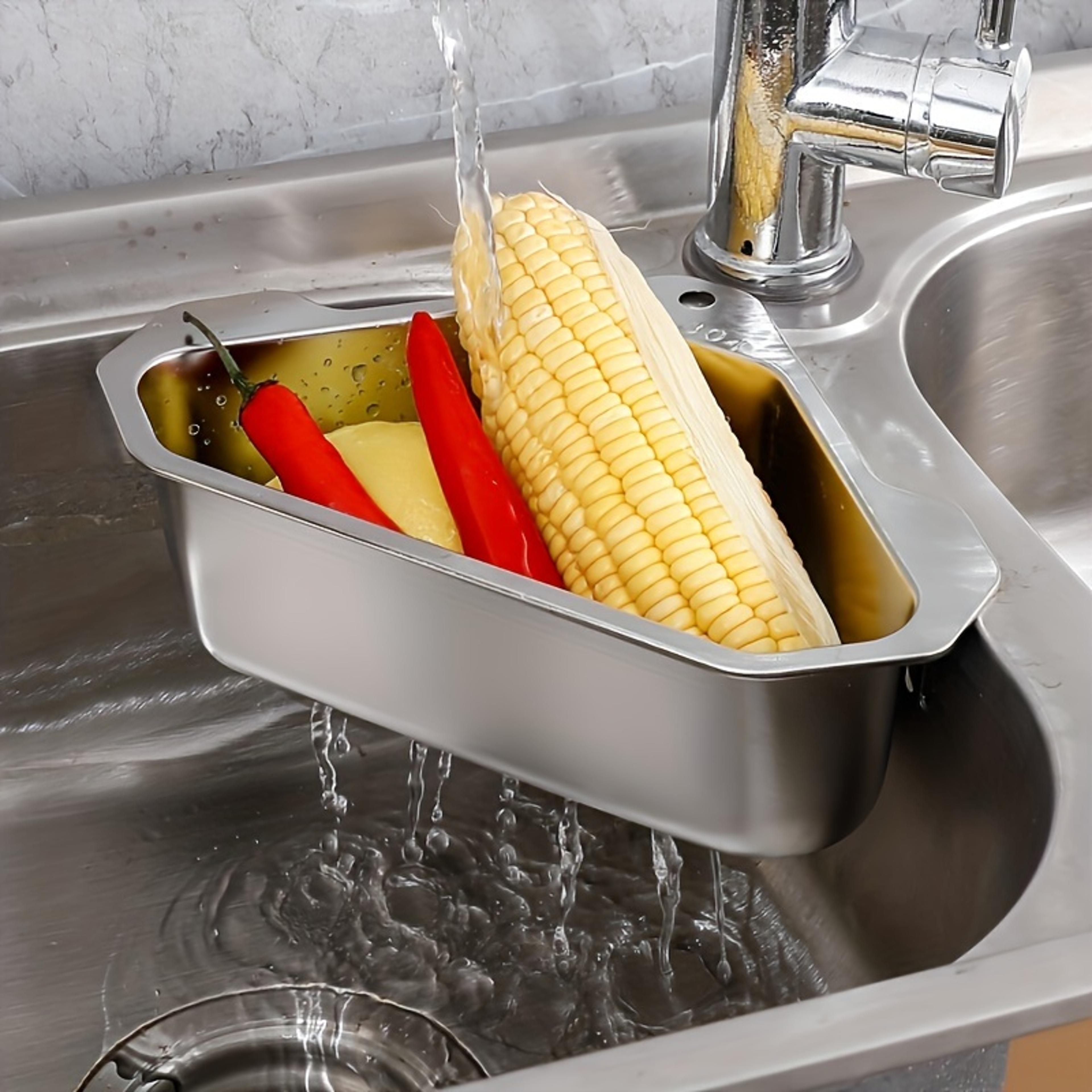 triflow stainless steel kitchen sink drain basket for food waste and produce rinsing