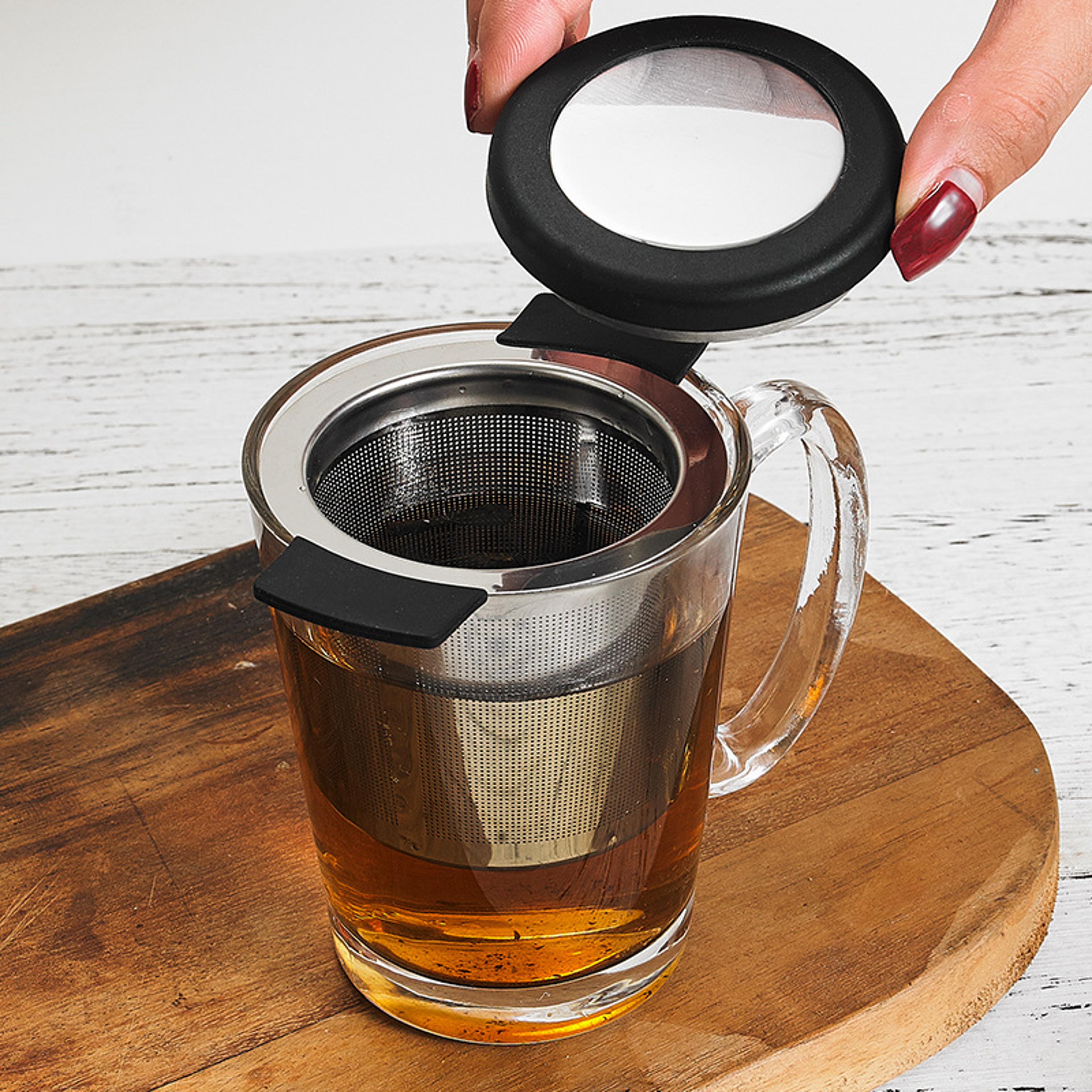 stainless steel tea infuser basket with silicone handles for loose leaf tea