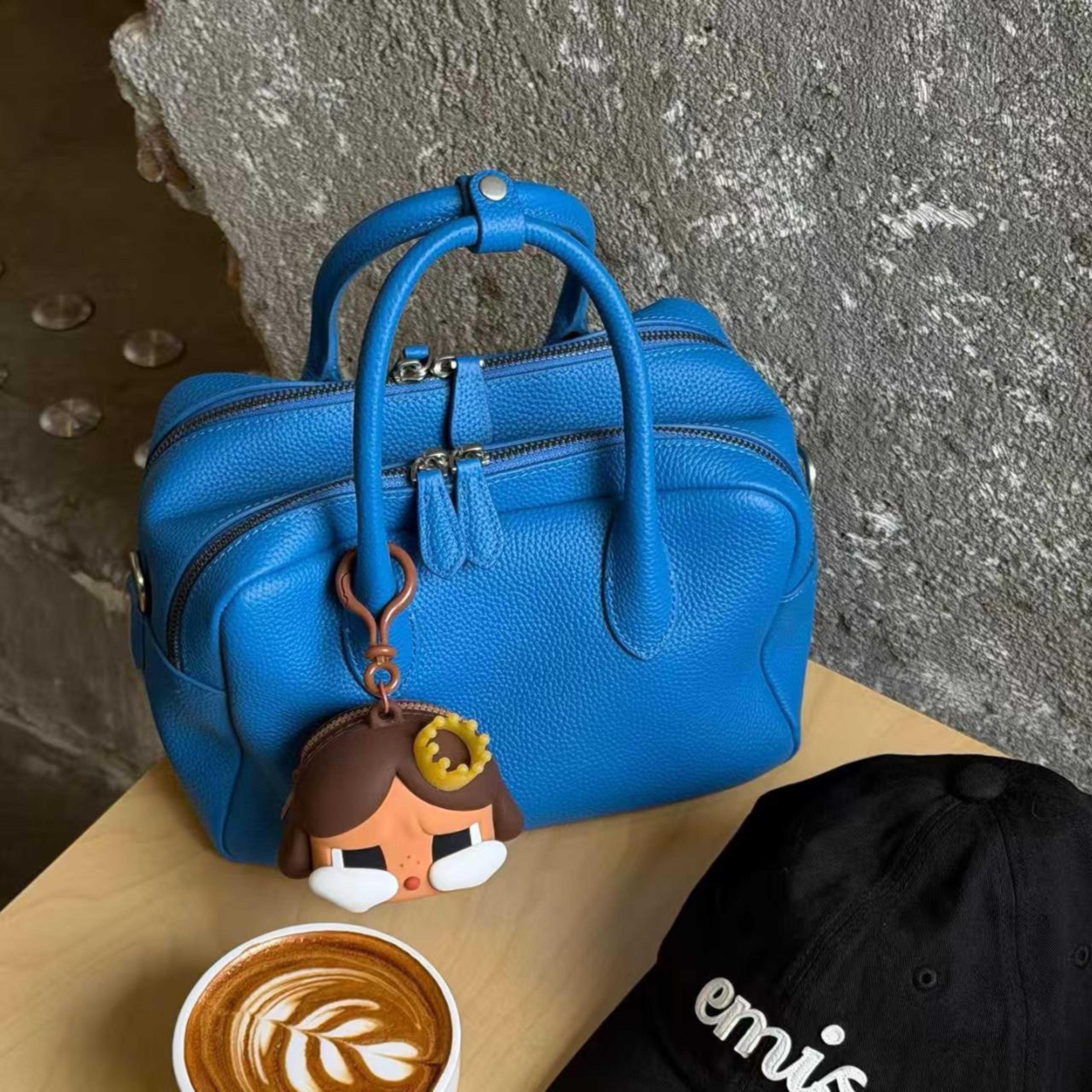 luxe litchi texture crossbody bag for women with bowling tote design
