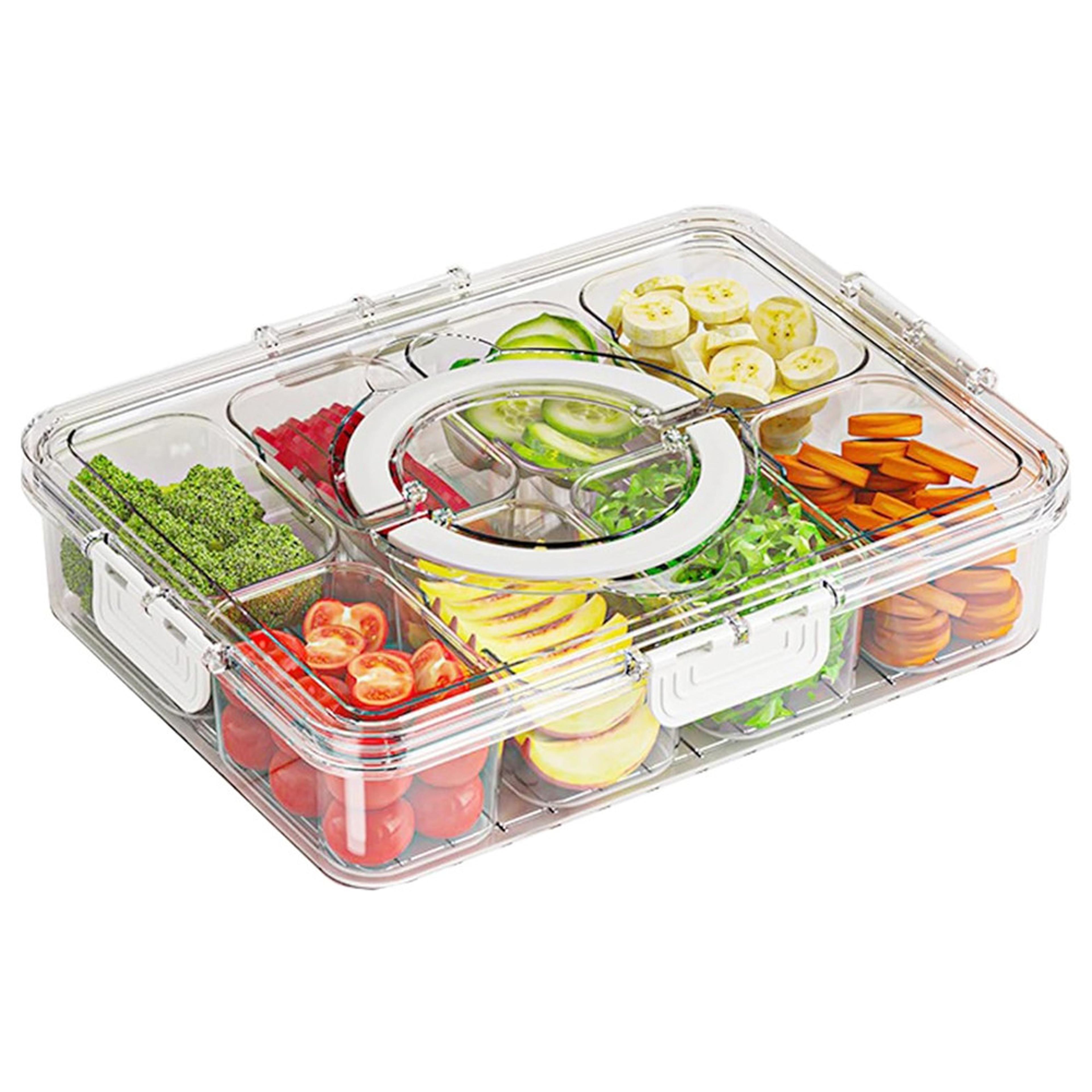freshspin snackle box divided serving tray with lid and handle