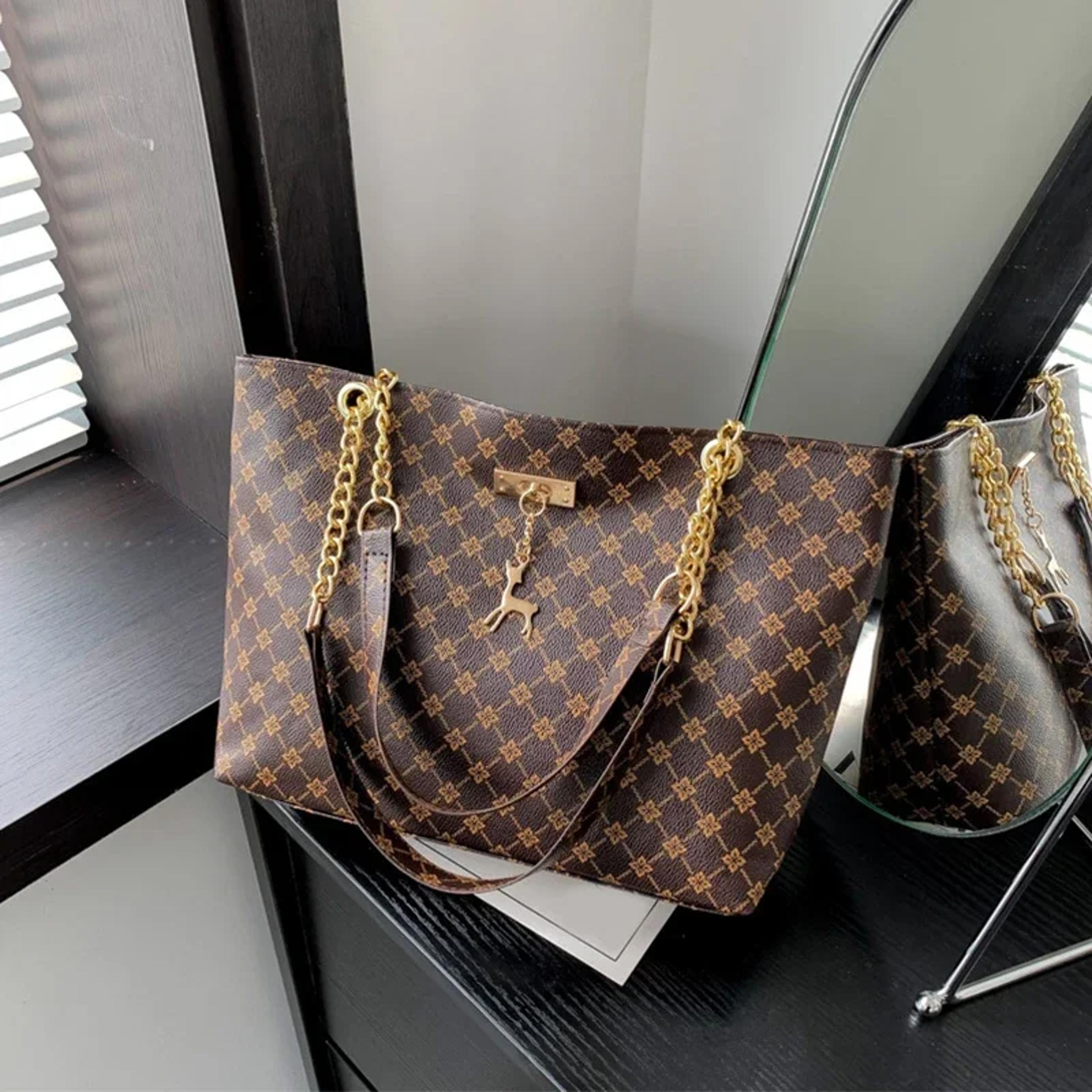 luxury floral shoulder tote bag for women large capacity shopping handbag with pendant