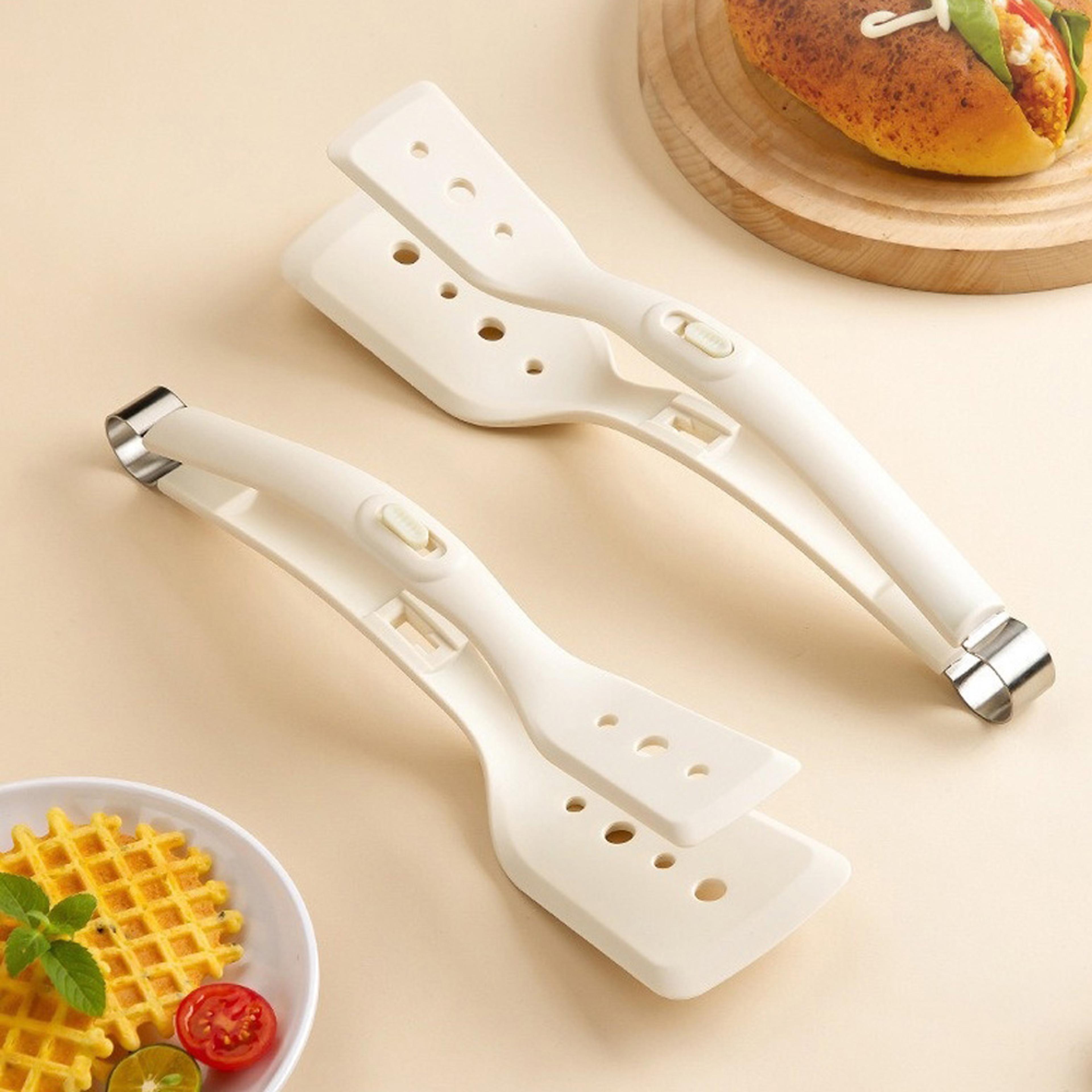 heatsafe silicone kitchen tongs spatula for nonstick pans and easy food flipping