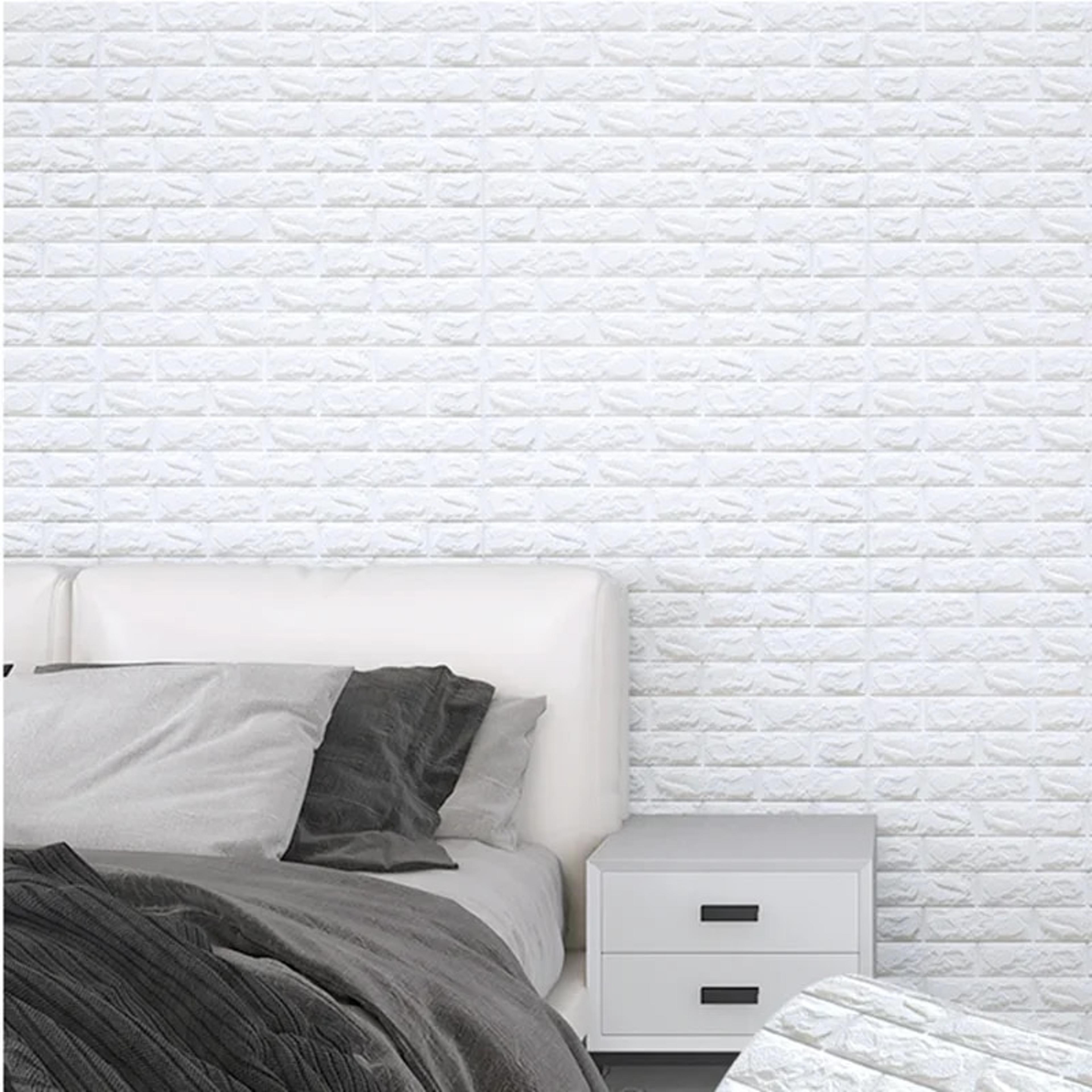 2m 3d soft foam brick wallpaper sticker roll | diy self-adhesive home decor for living room, kitchen, bathroom