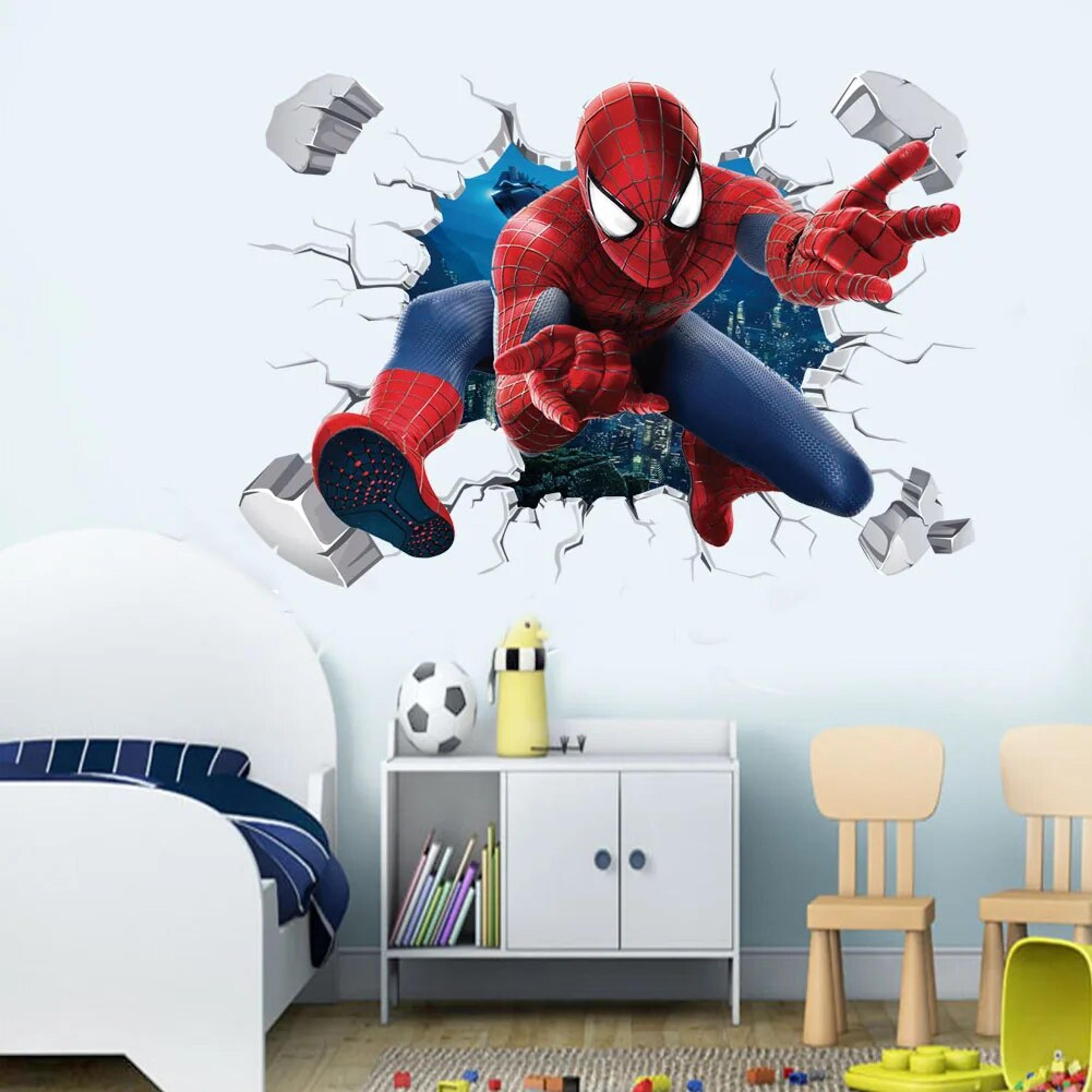 superhero wall stickers for kids room | spiderman, captain america, hulk heroes decor - cartoon movie art decals