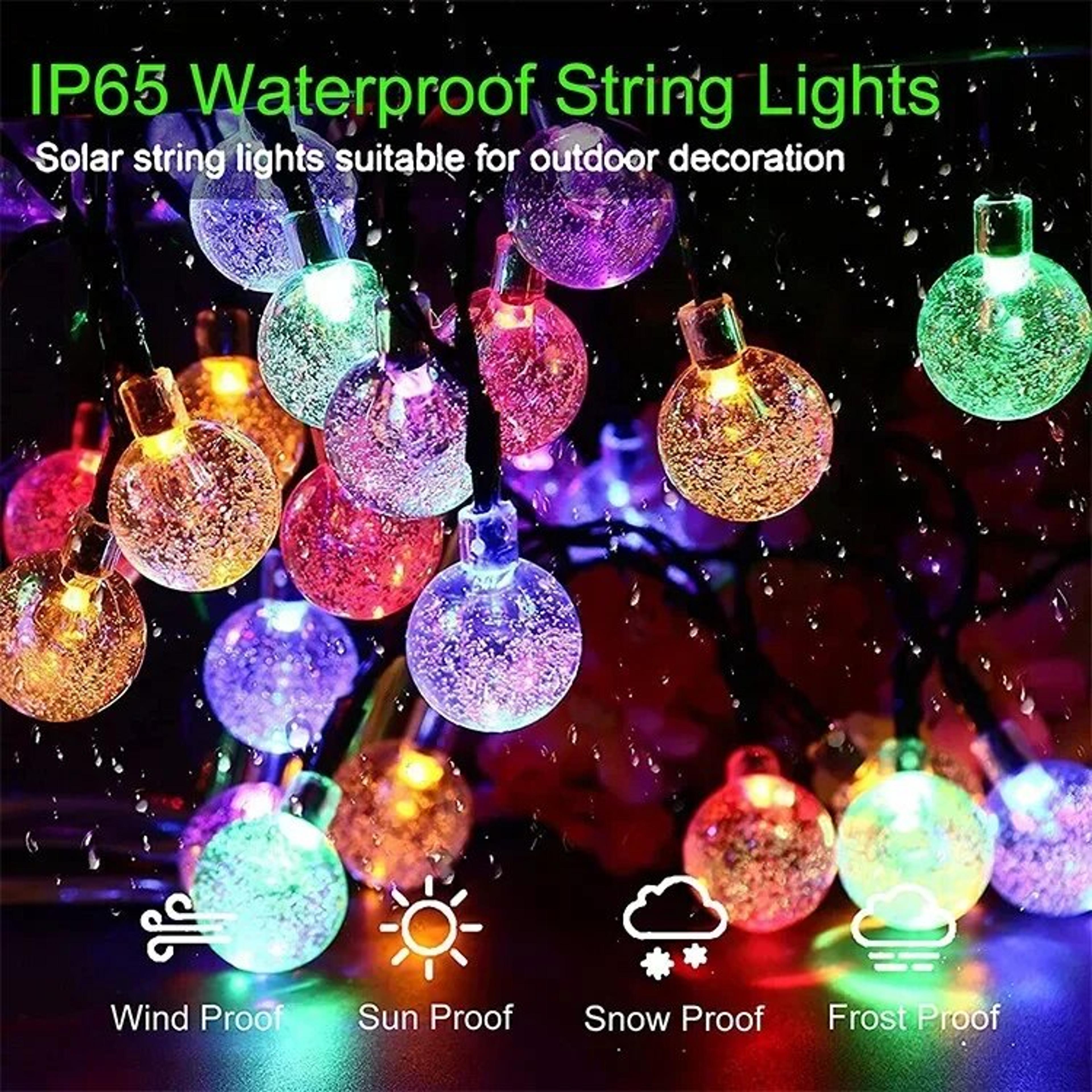 solar string lights: outdoor led crystal globe lights, 8 modes, waterproof for garden & christmas party decor