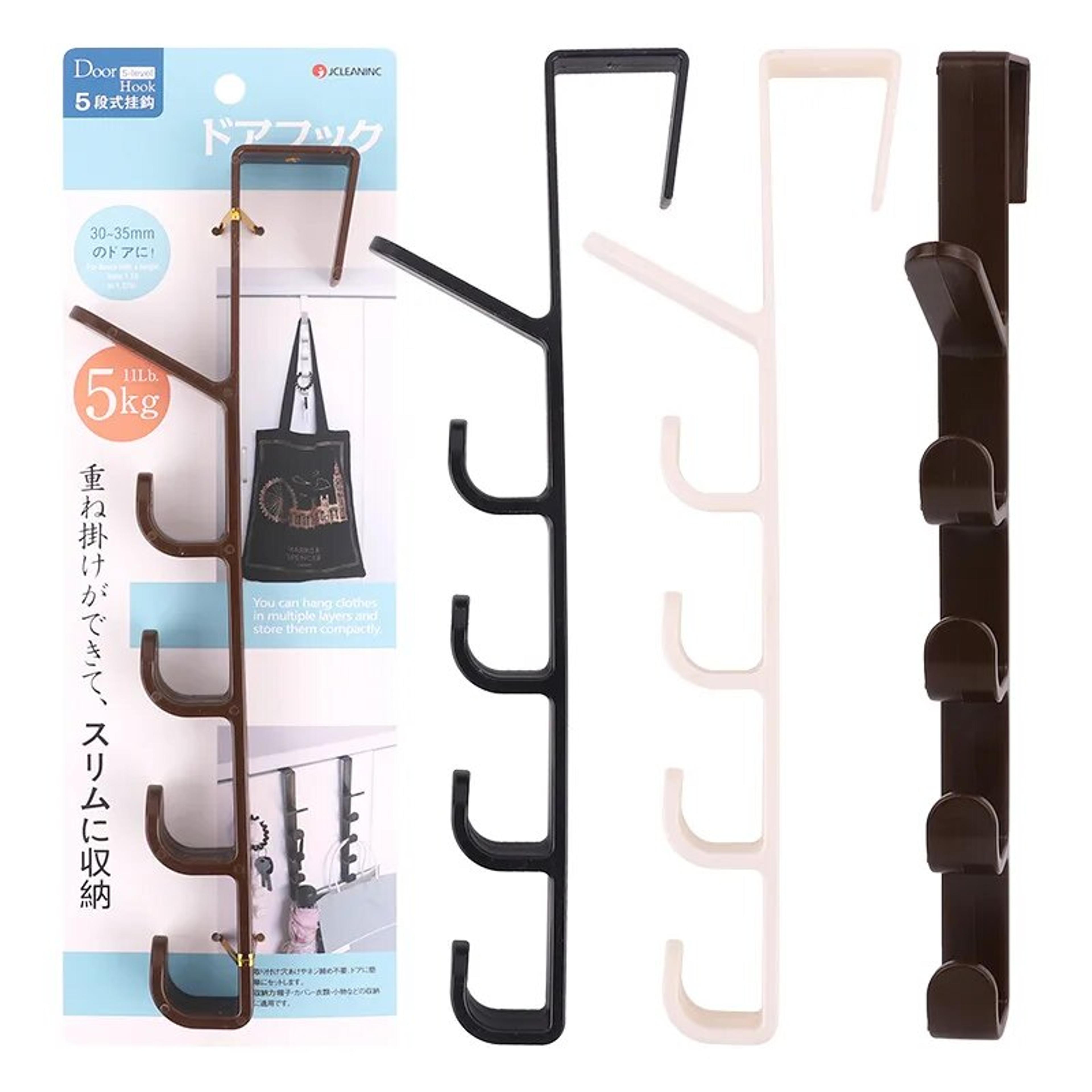 plastic bedroom door hanger rack: over-the-door storage hooks for clothes, purses, and bags