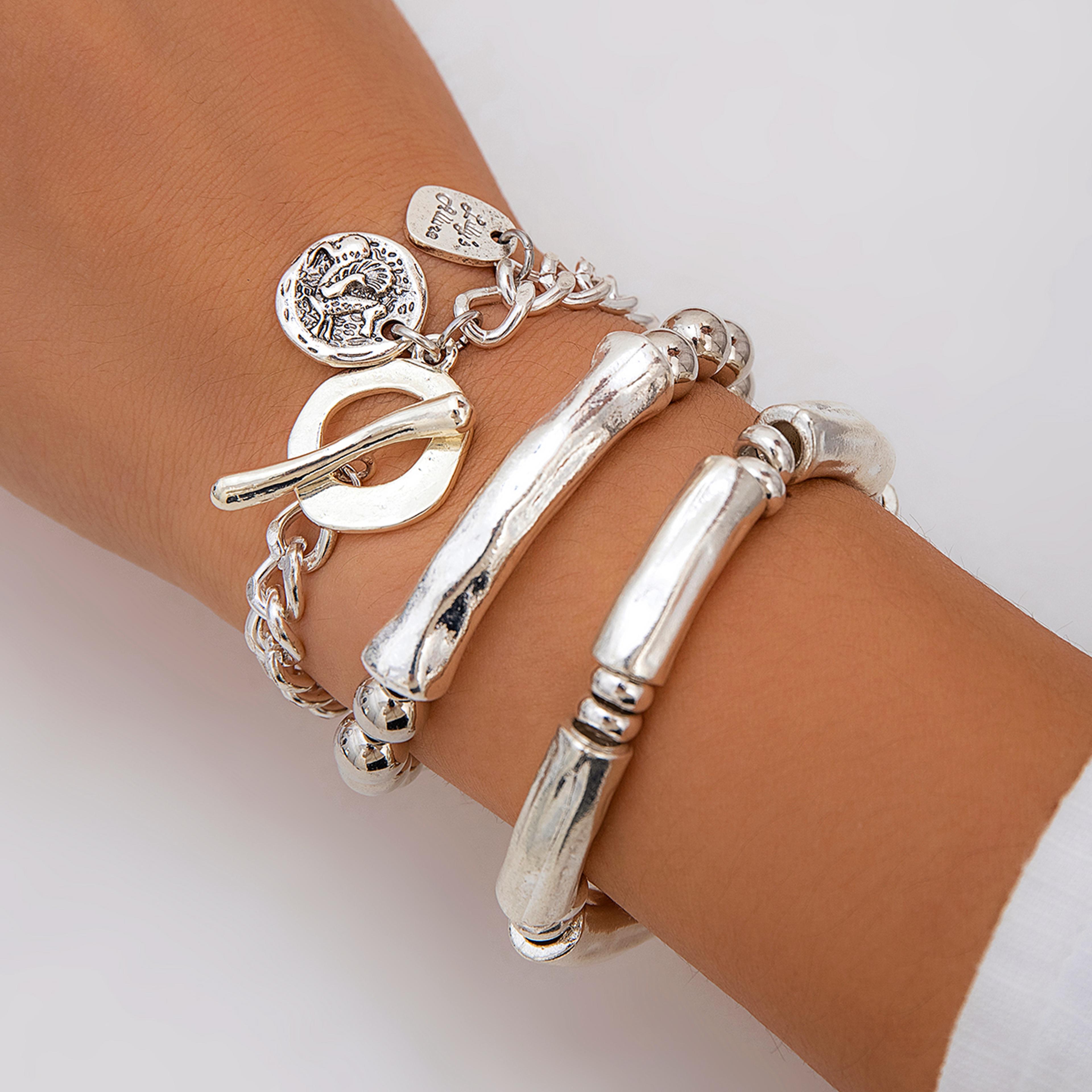 stylish 4-piece vintage coin pendant bracelets for women, unique gothic bangles for trendy couples and friends