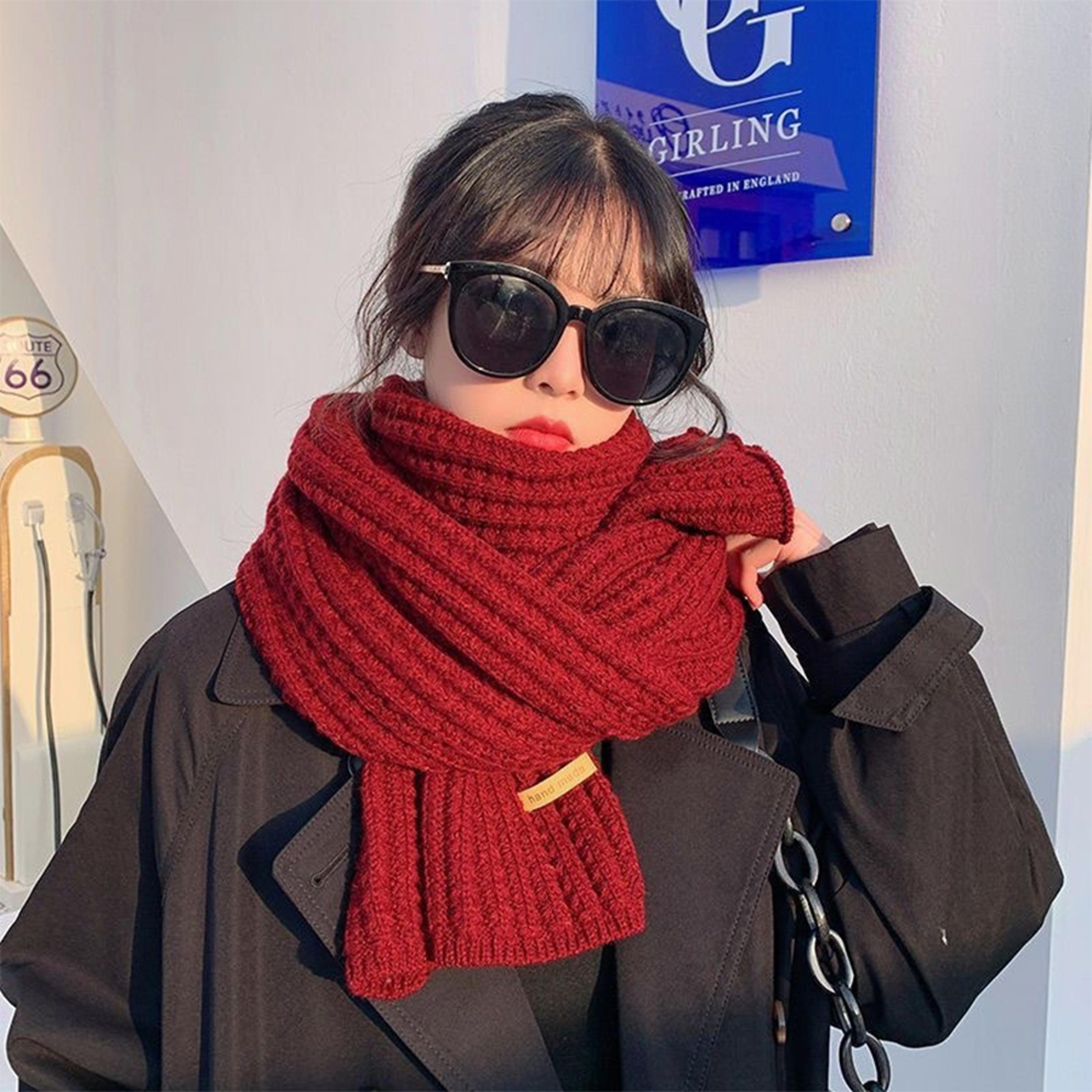 thick cable knit scarf, chunky winter wrap for women and men, luxury feel neckerchief for travel