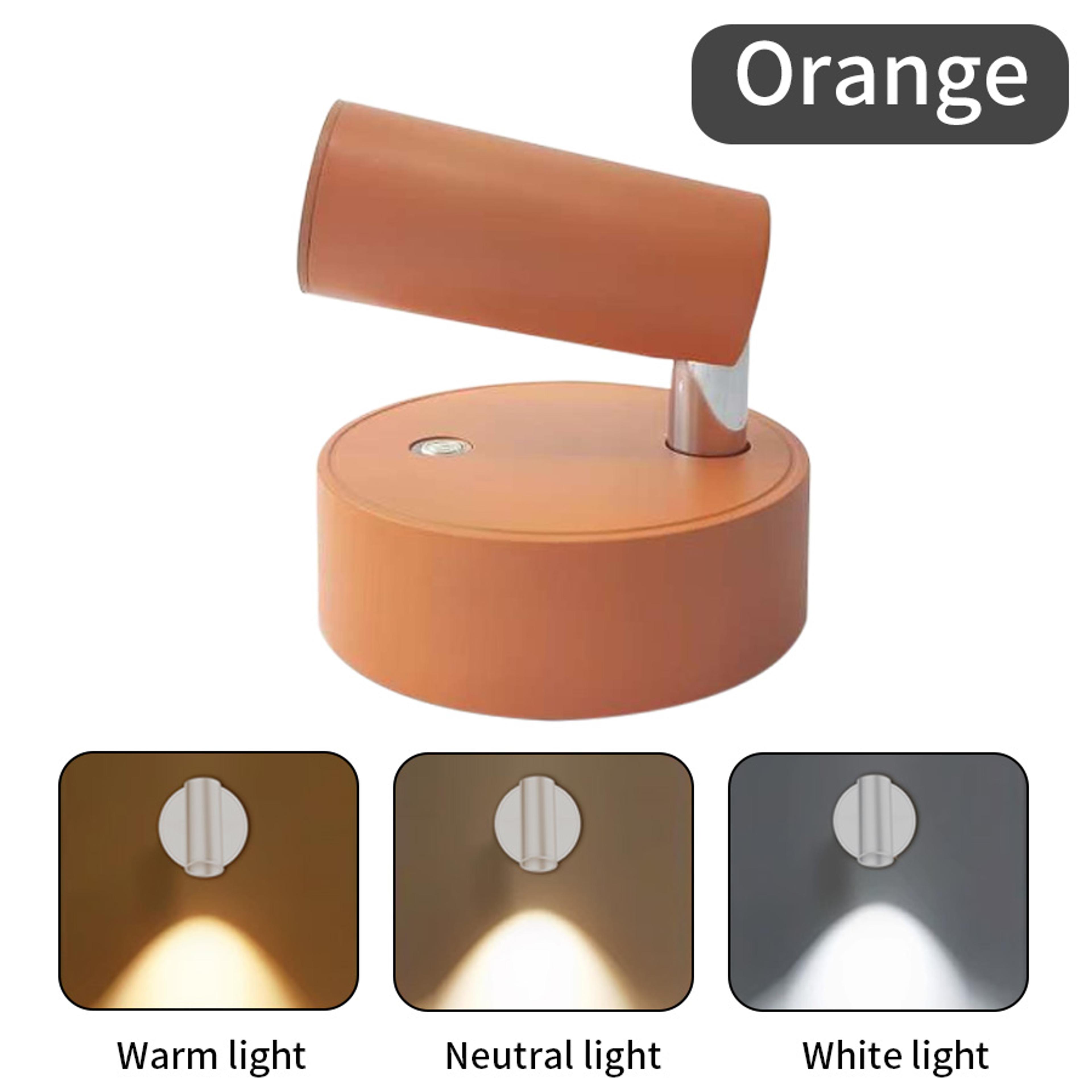 led cordless wall light with magnetic base, usb rechargeable touch switch, dimmable bedside reading lamp, silvery finish
