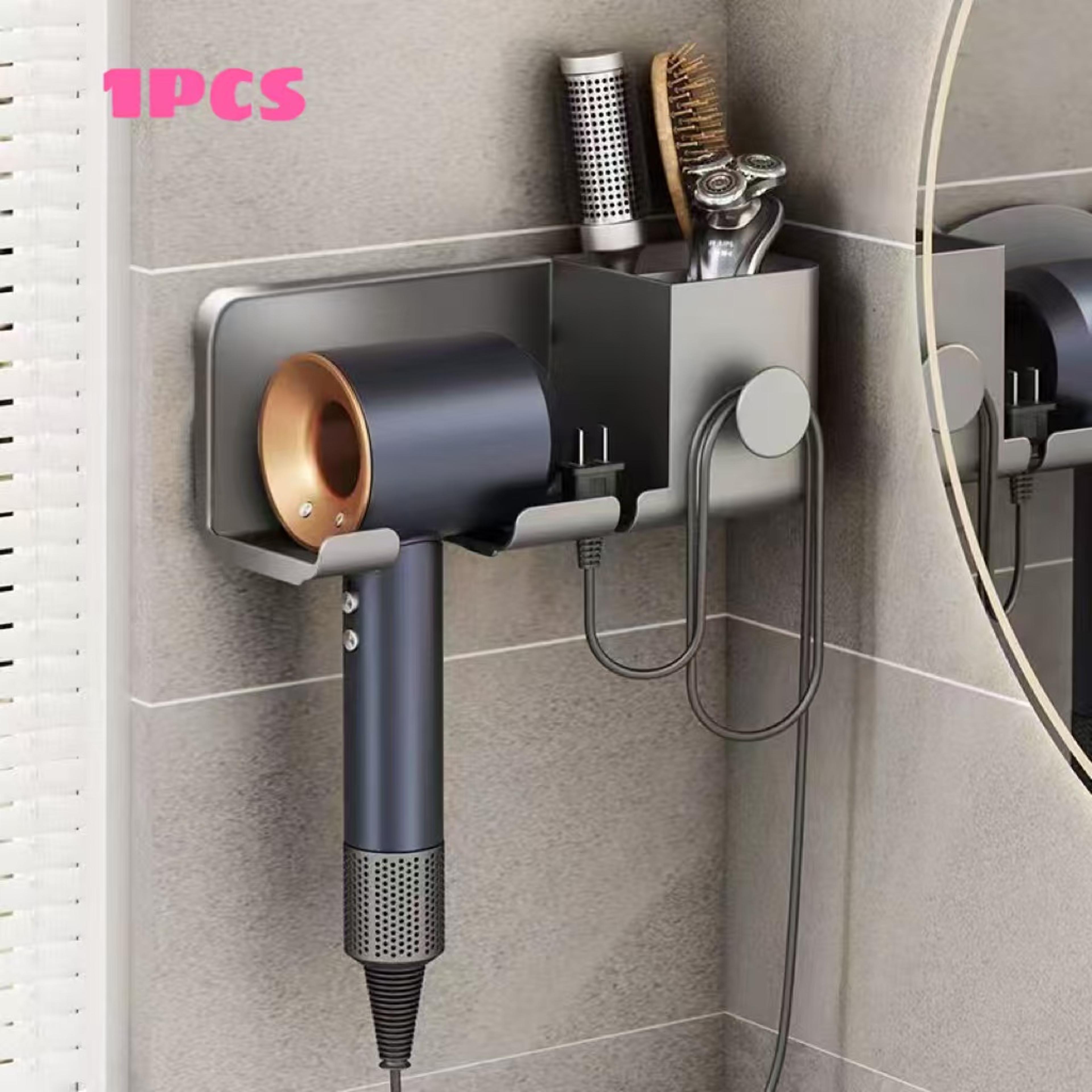 wall mounted hair dryer holder multi functional bathroom storage rack hair tool organizer shelf
