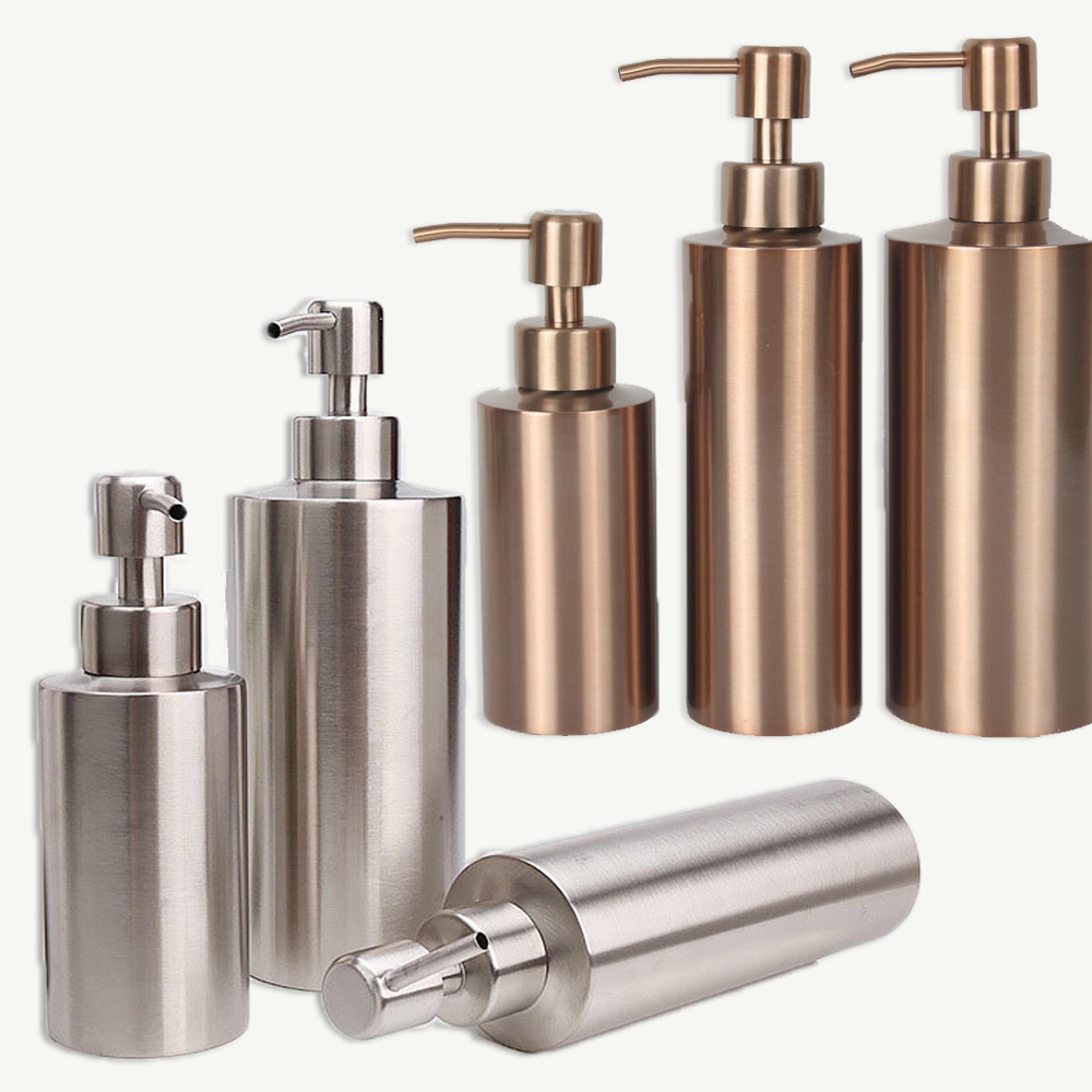 stainless steel liquid soap dispenser bottle, silver rose gold lotion pump for hand soap