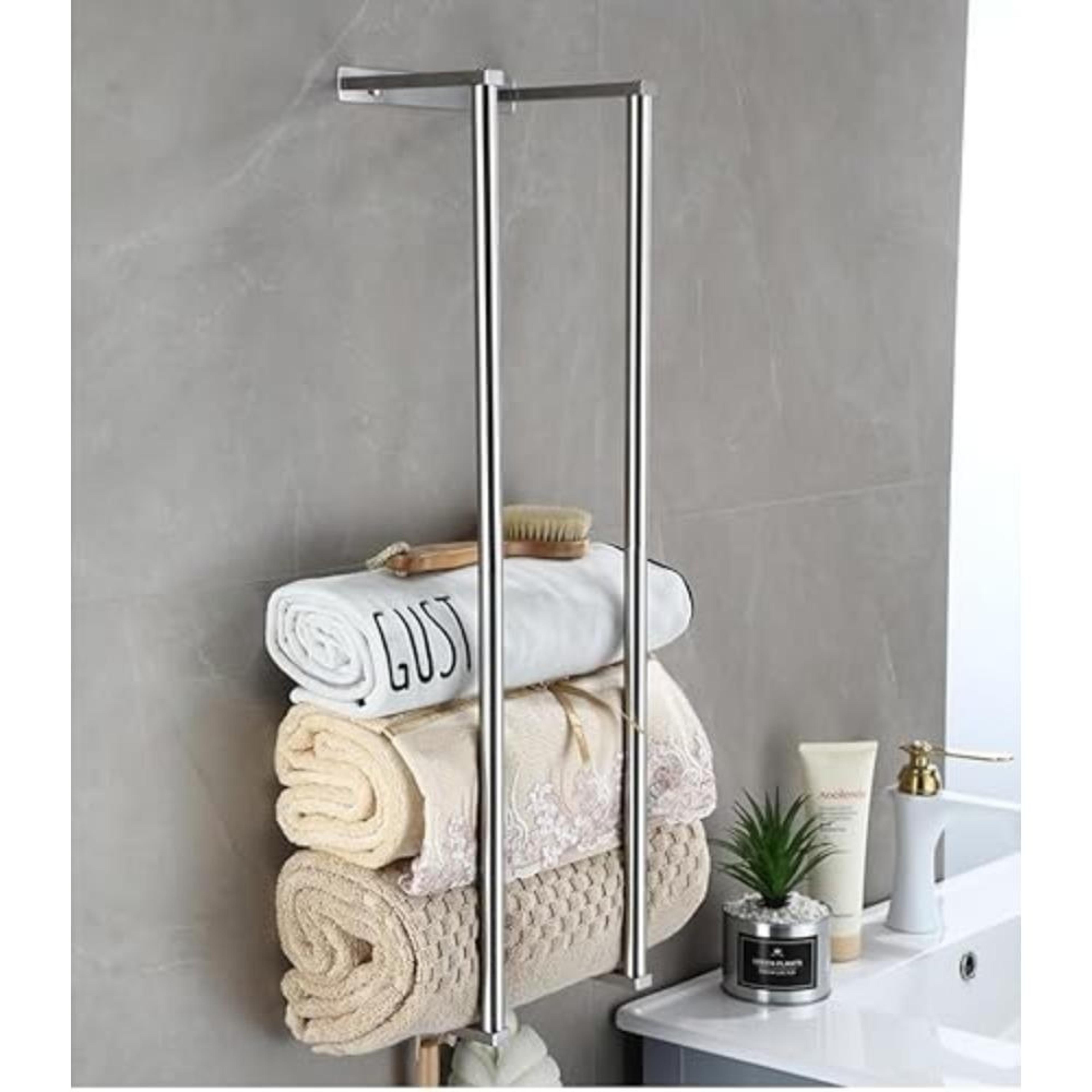 stainless steel towel rack for bathroom, wall mounted towel storage rack, space-saving rolled towels holder