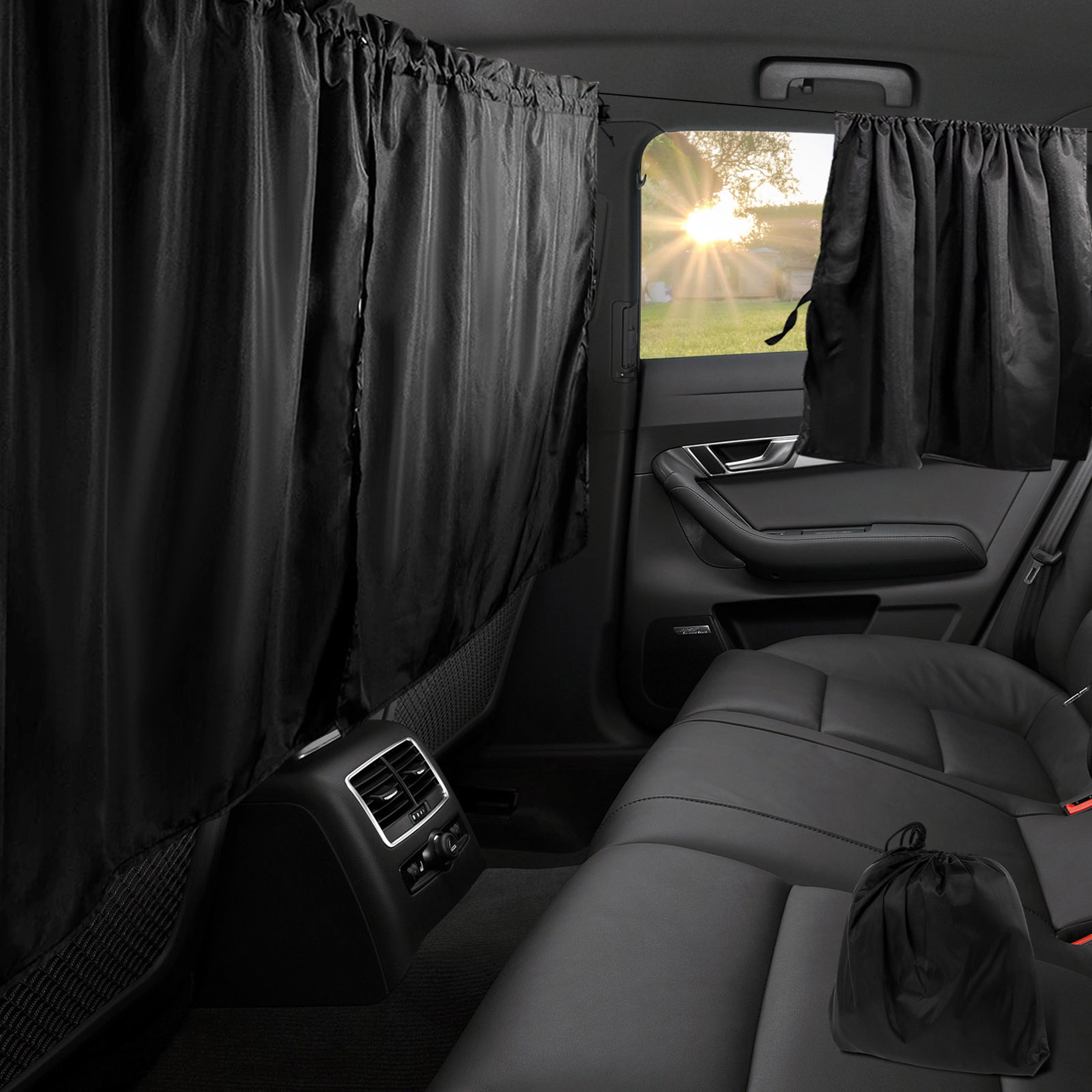 car sun shades & privacy curtains, universal rear seat divider & side window blackout covers for cars
