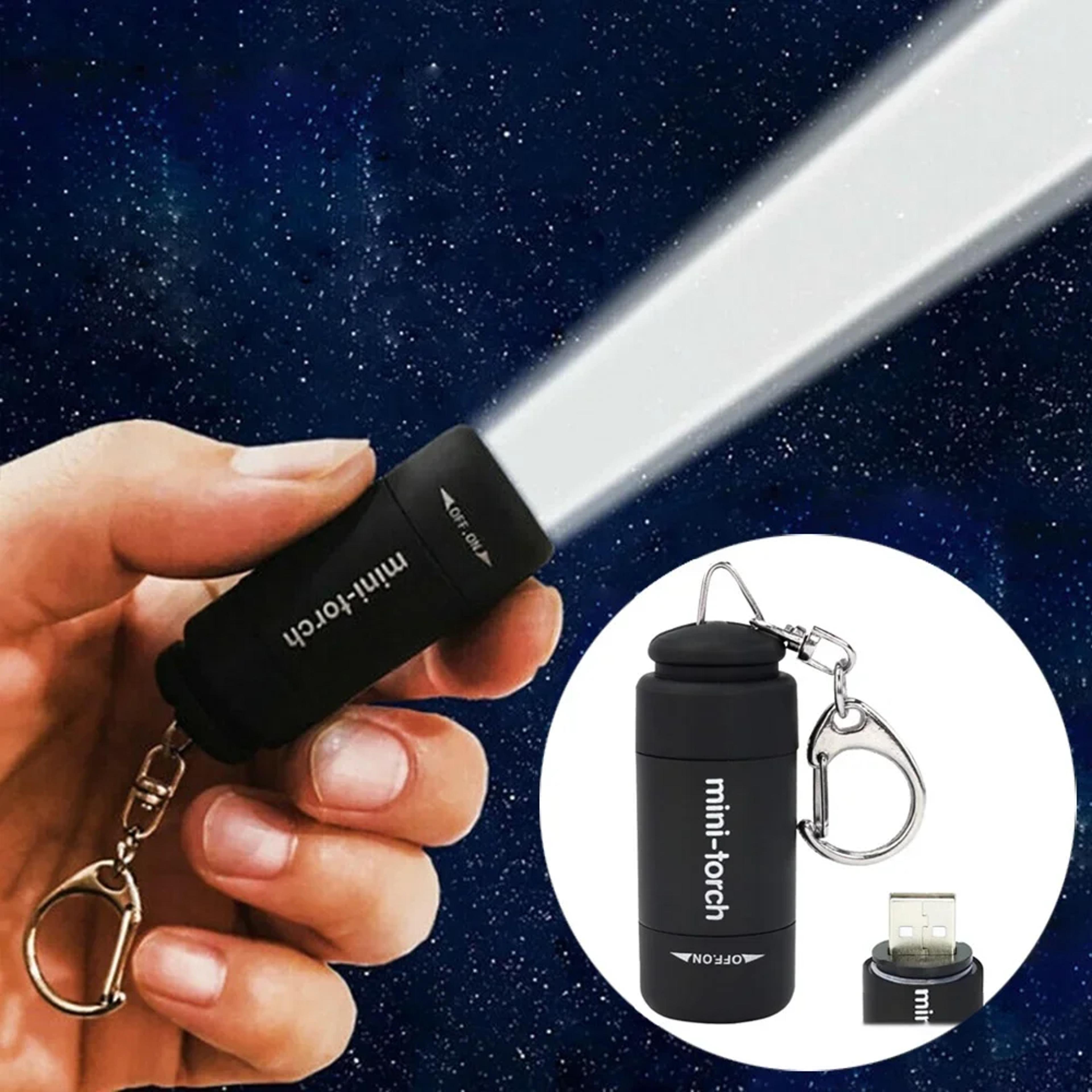 usb rechargeable led keychain flashlight, waterproof, strong light, pocket-sized mini torch for outdoor hiking & camping