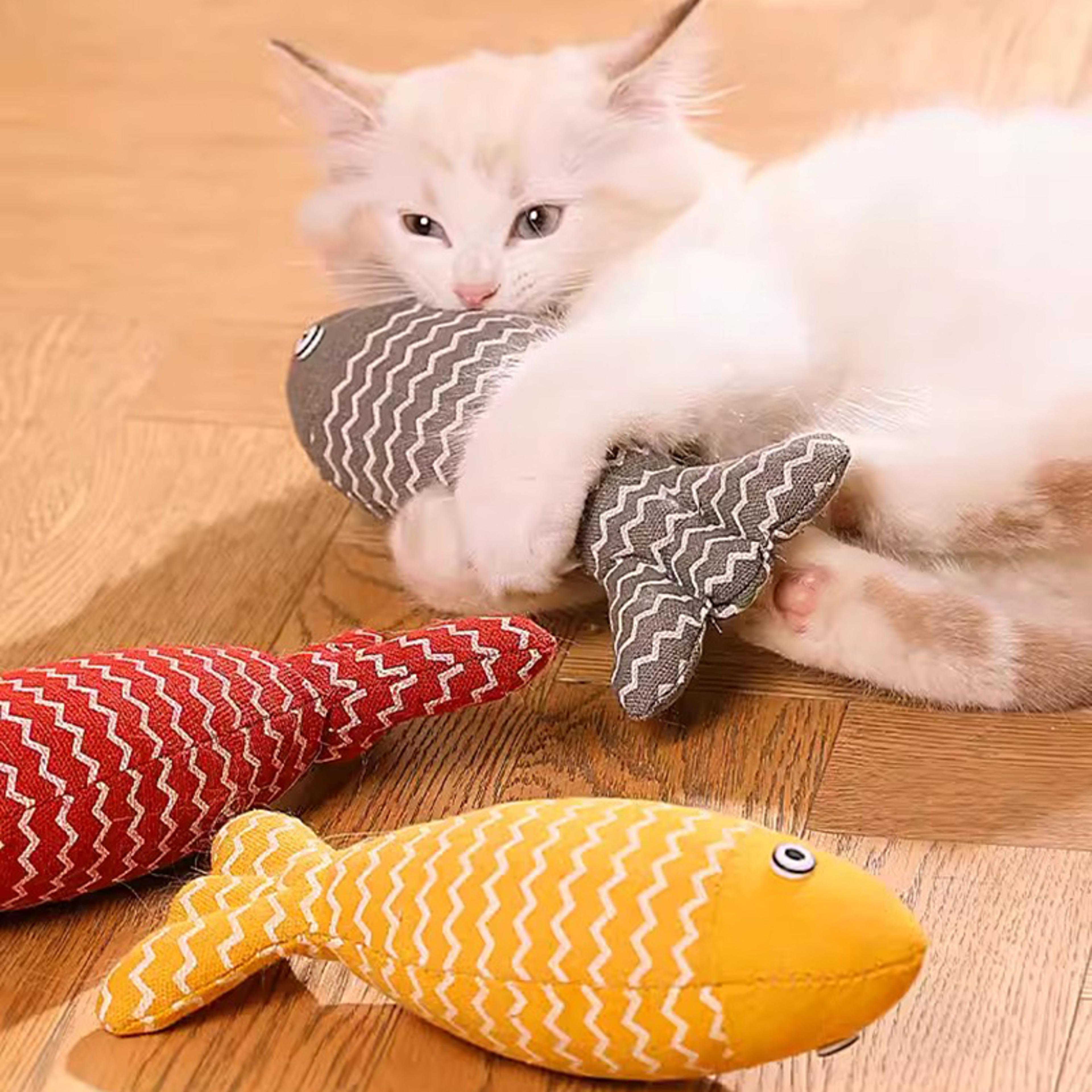 interactive cat fish toy, plush catnip simulation fish for kittens & cats