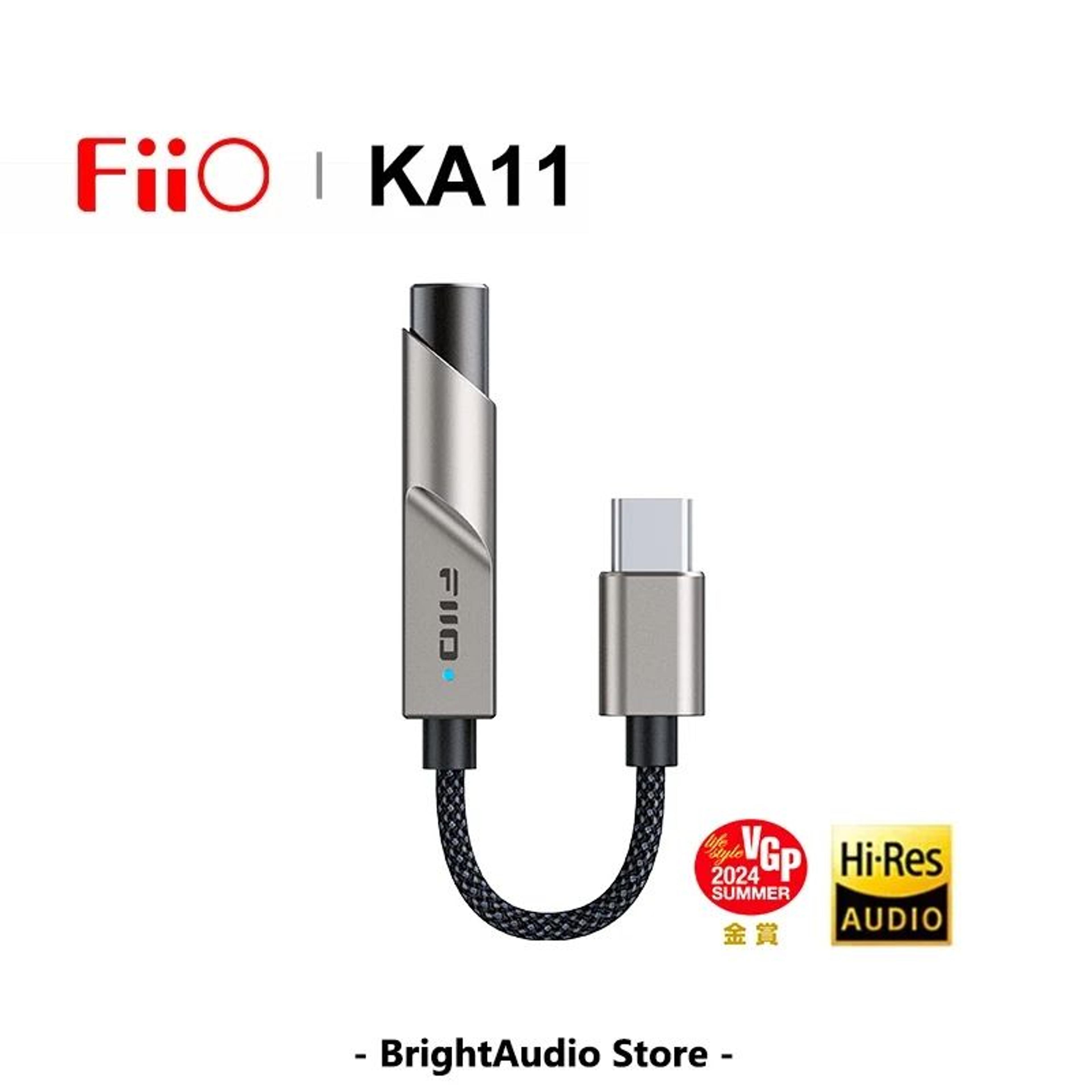 fiio jadeaudio ka11 titanium usb dac amp, hi res audio dongle, type c to 3.5mm adapter for android, ios & window