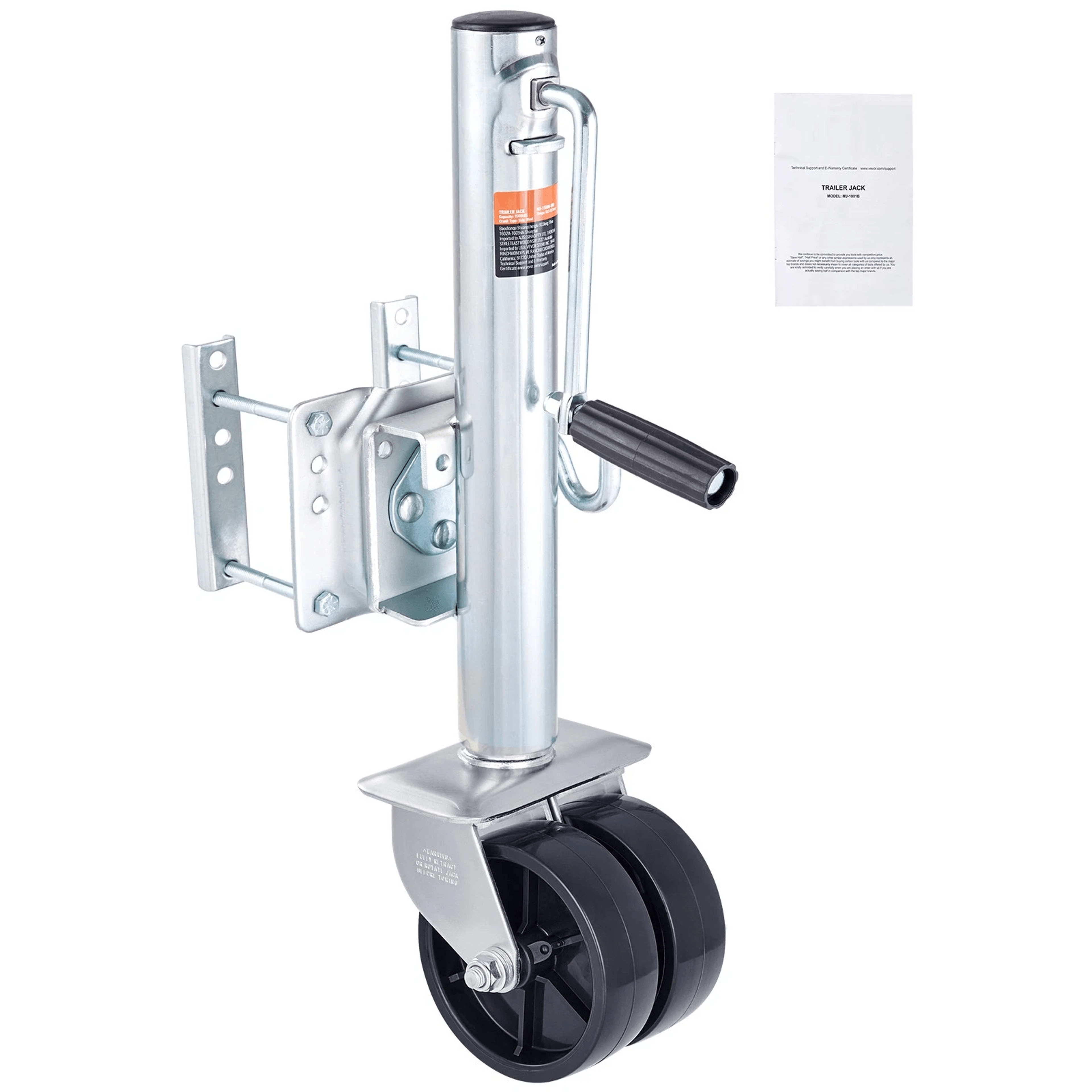 trailer jack for boats & rvs, vevor manual swing up jack with pp wheels & detachable handle