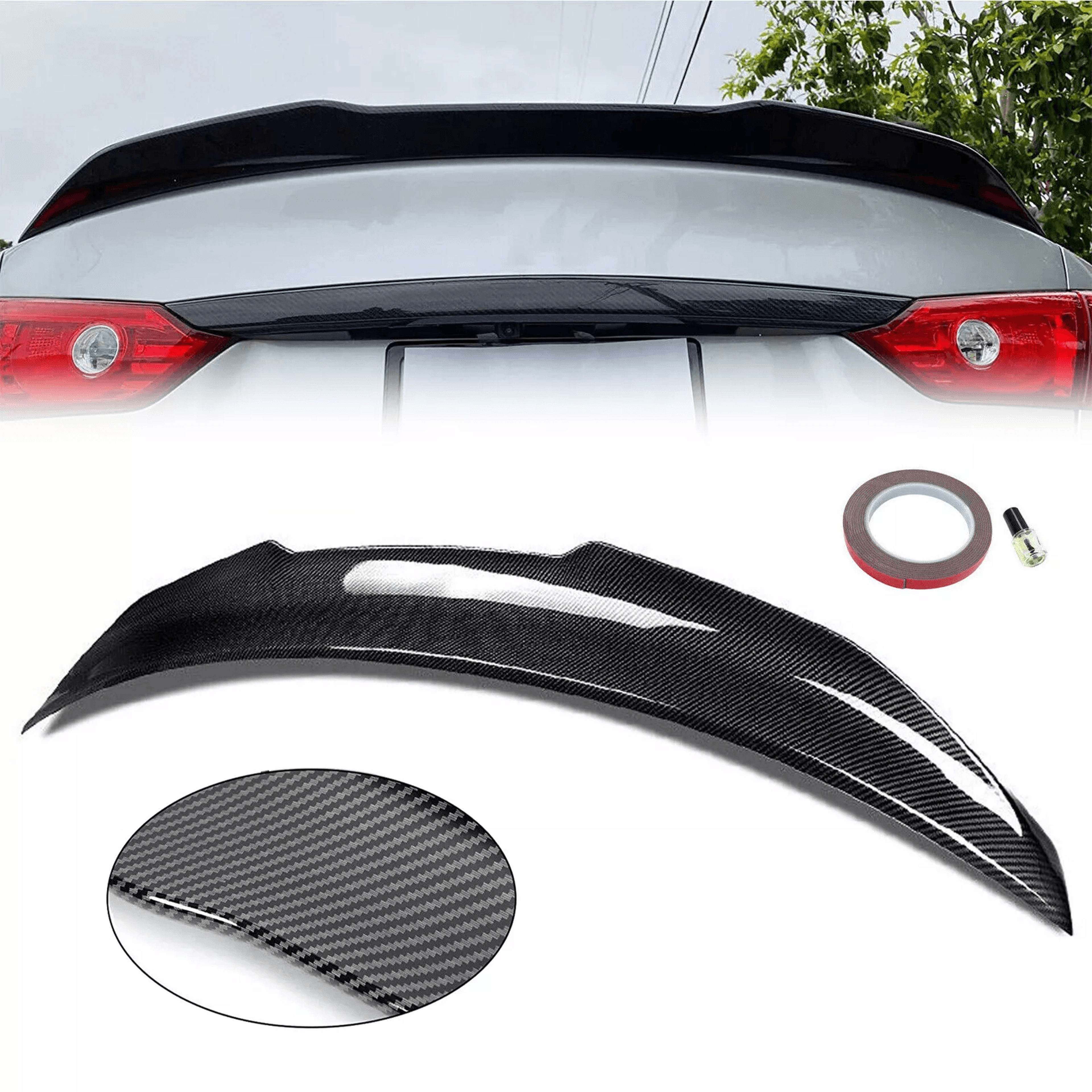 duckbill trunk spoiler for infiniti q50 carbon fiber, psm style painted