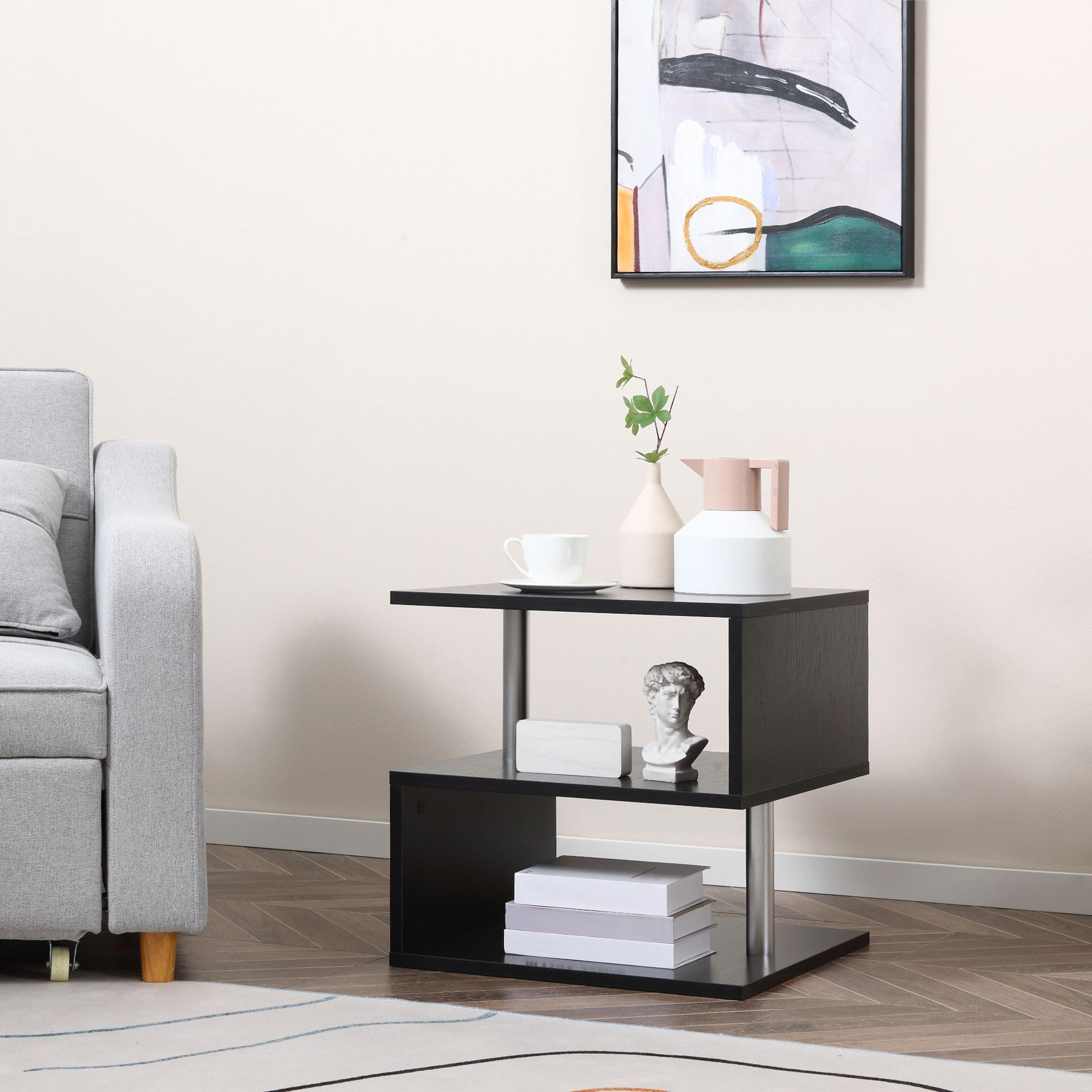 modern side end table with storage, coffee table & shelves for living room & sofa couch